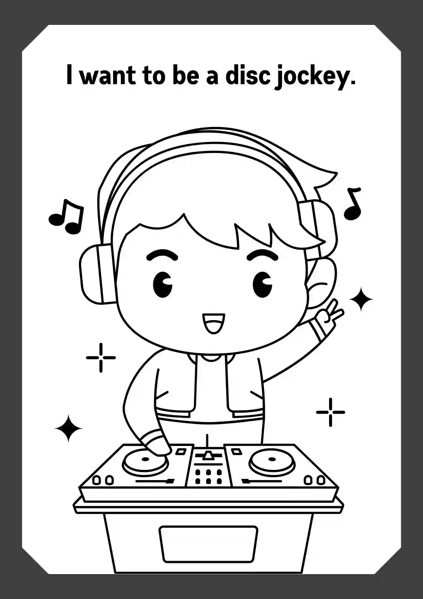 Boys In Different Careers Coloring Worksheets ( disc jockey)