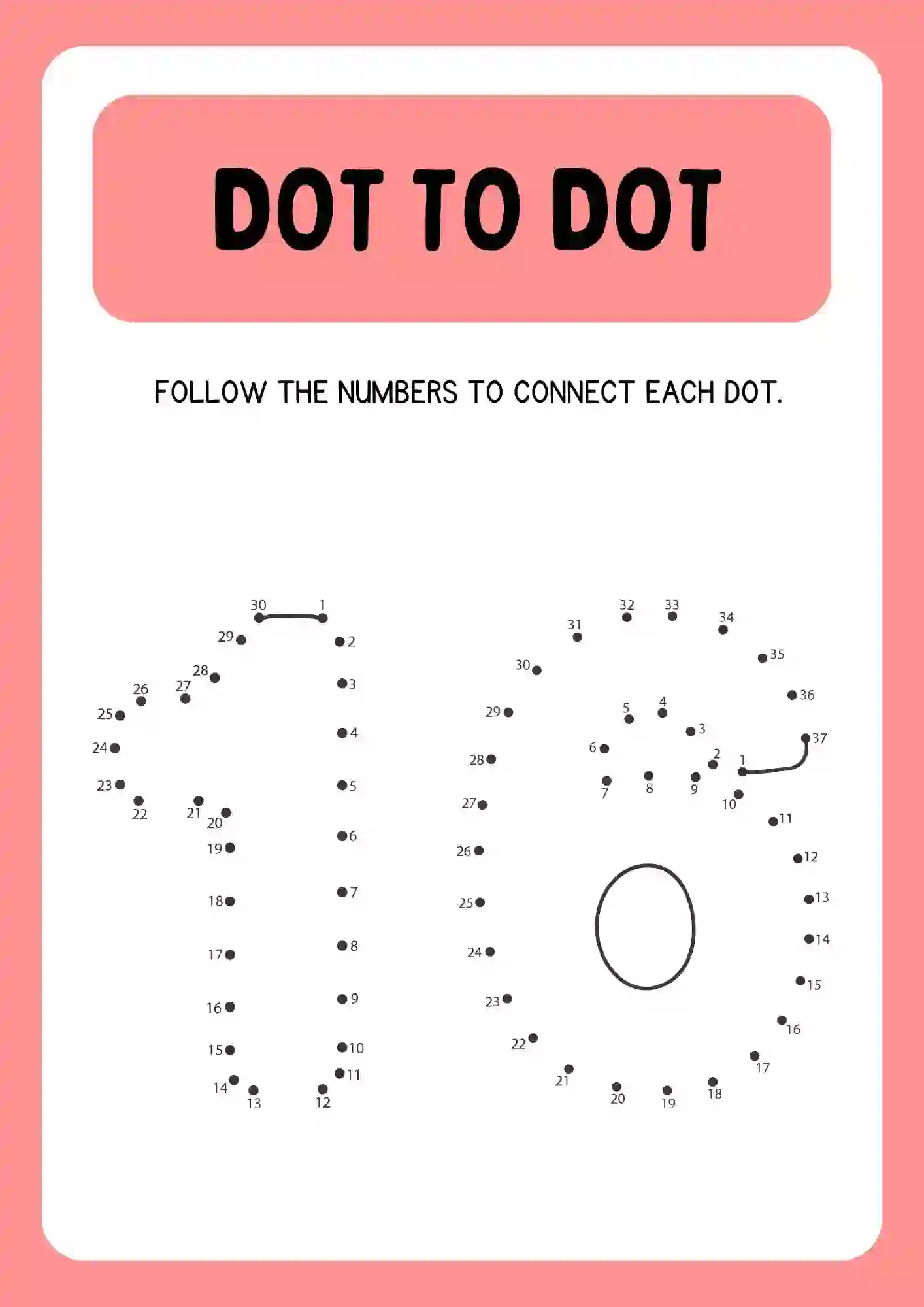 Dot to Dot Connecting Numbers Activity Worksheets number 16