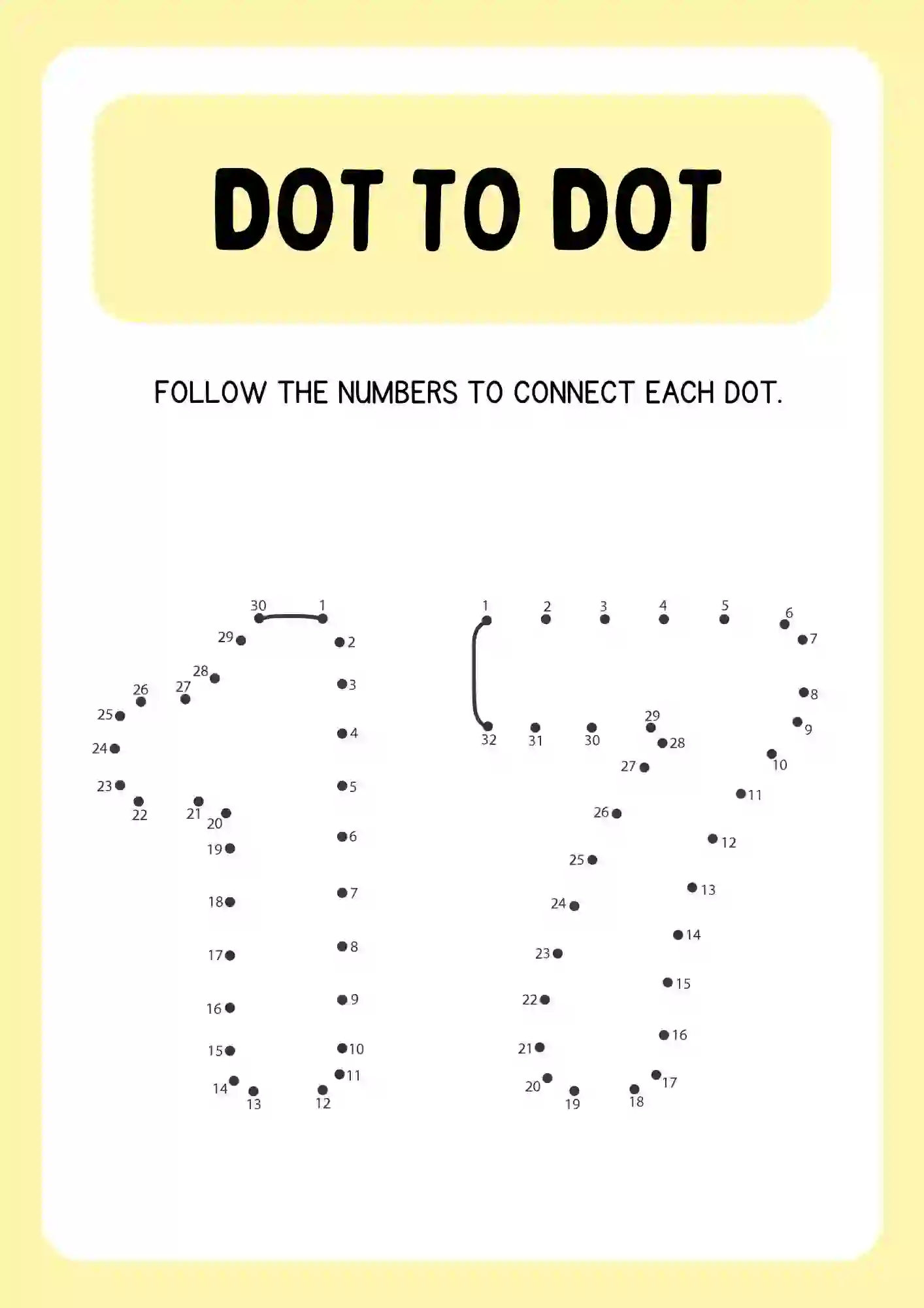 Dot to Dot Connecting Numbers Activity Worksheets number 17