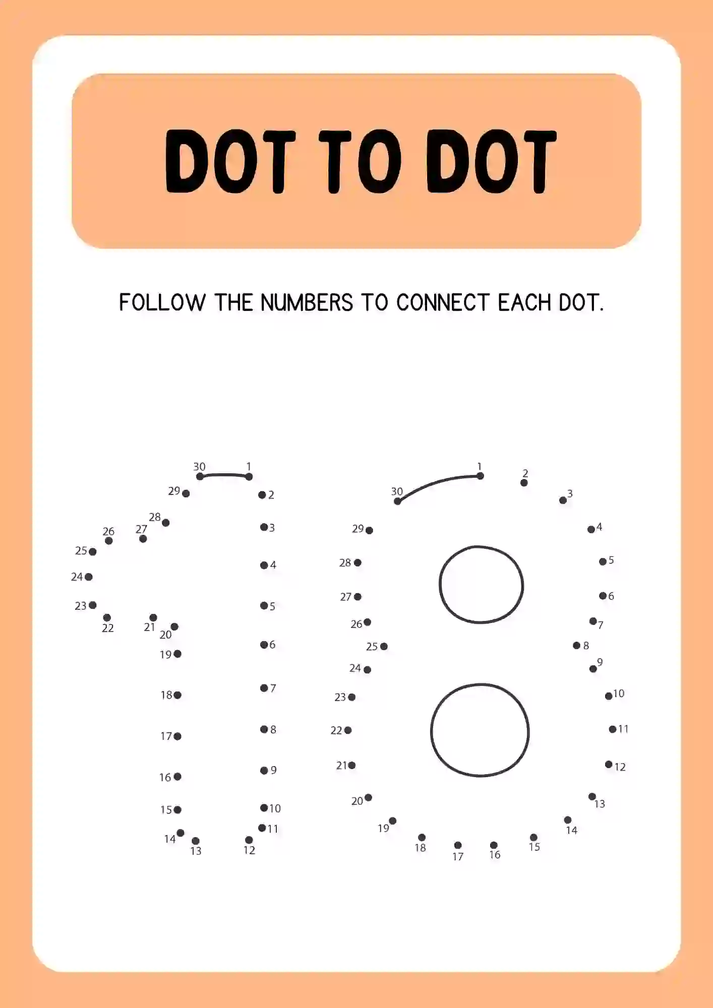 Dot to Dot Connecting Numbers Activity Worksheets number 18