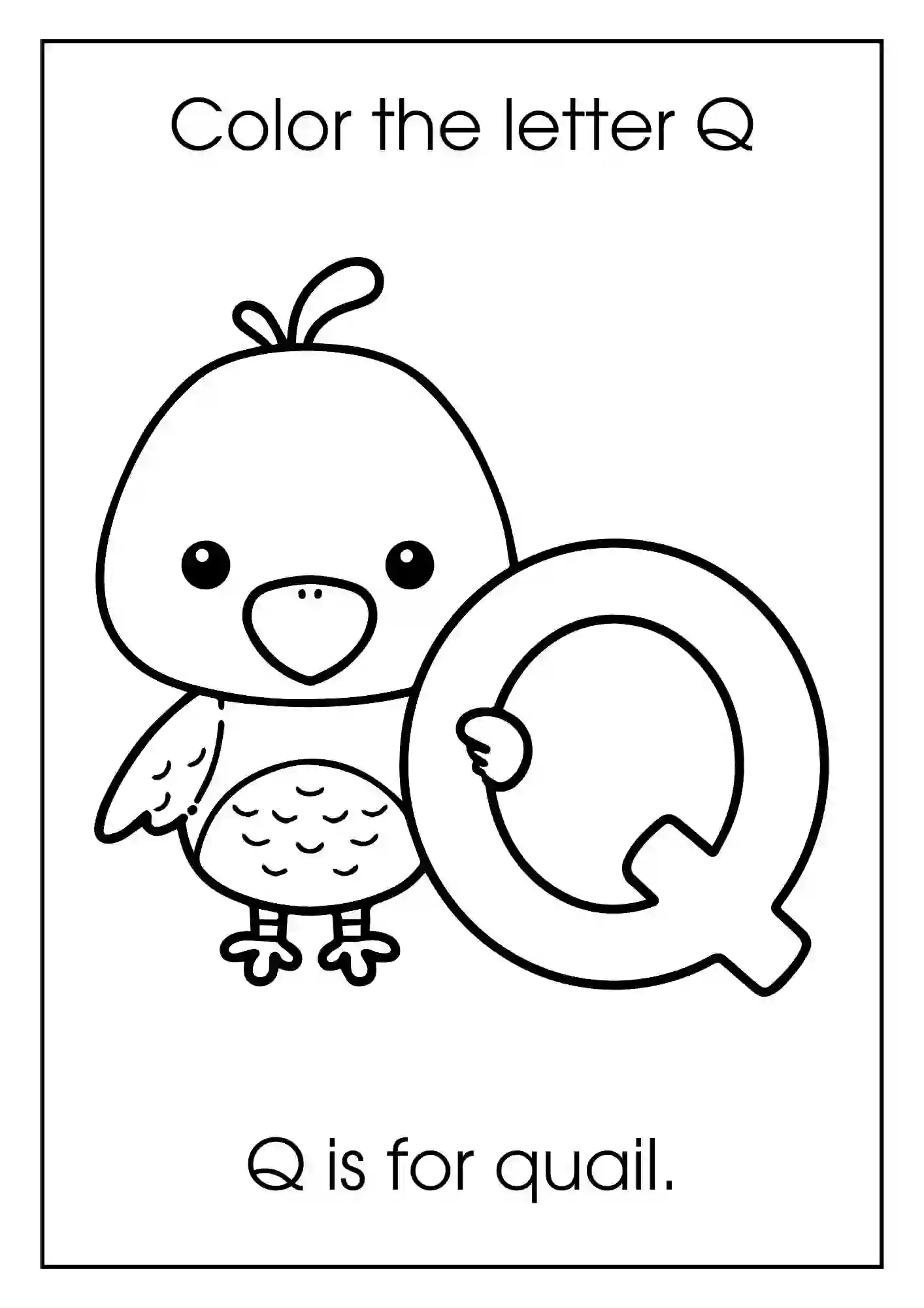 Animal Alphabet Coloring Worksheets For Kindergarten (Letter q with qual)