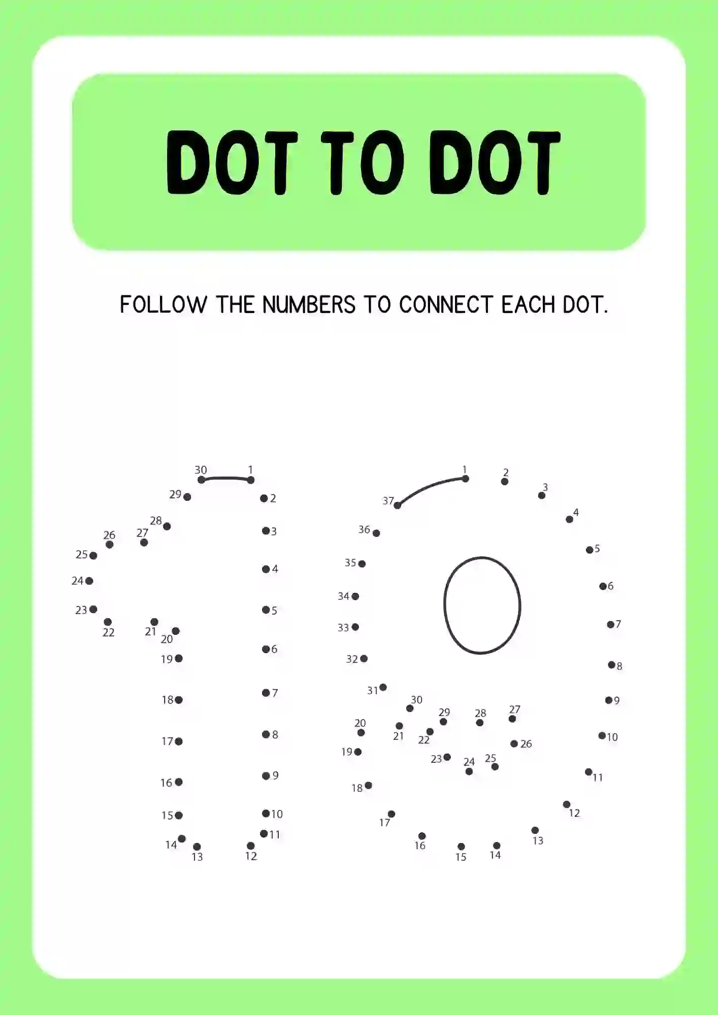 Dot to Dot Connecting Numbers Activity Worksheets number 19