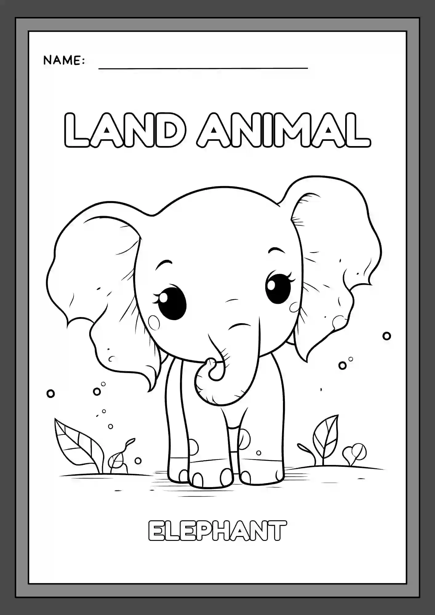 Land Animals Coloring Worksheets For Kindergarten Lkg & Ukg (elephant)