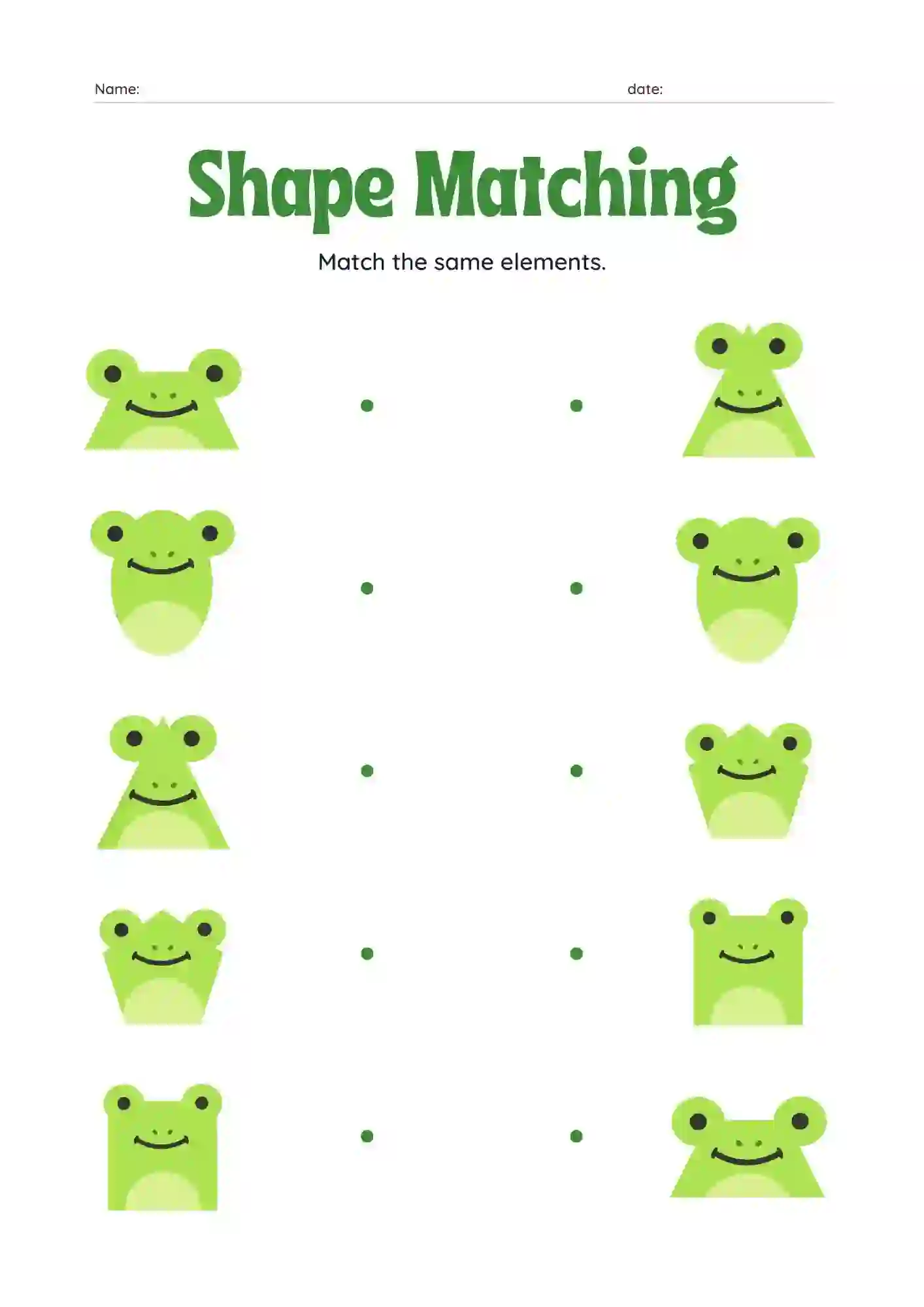 Animal Shape Matching Worksheets for Kindergarten