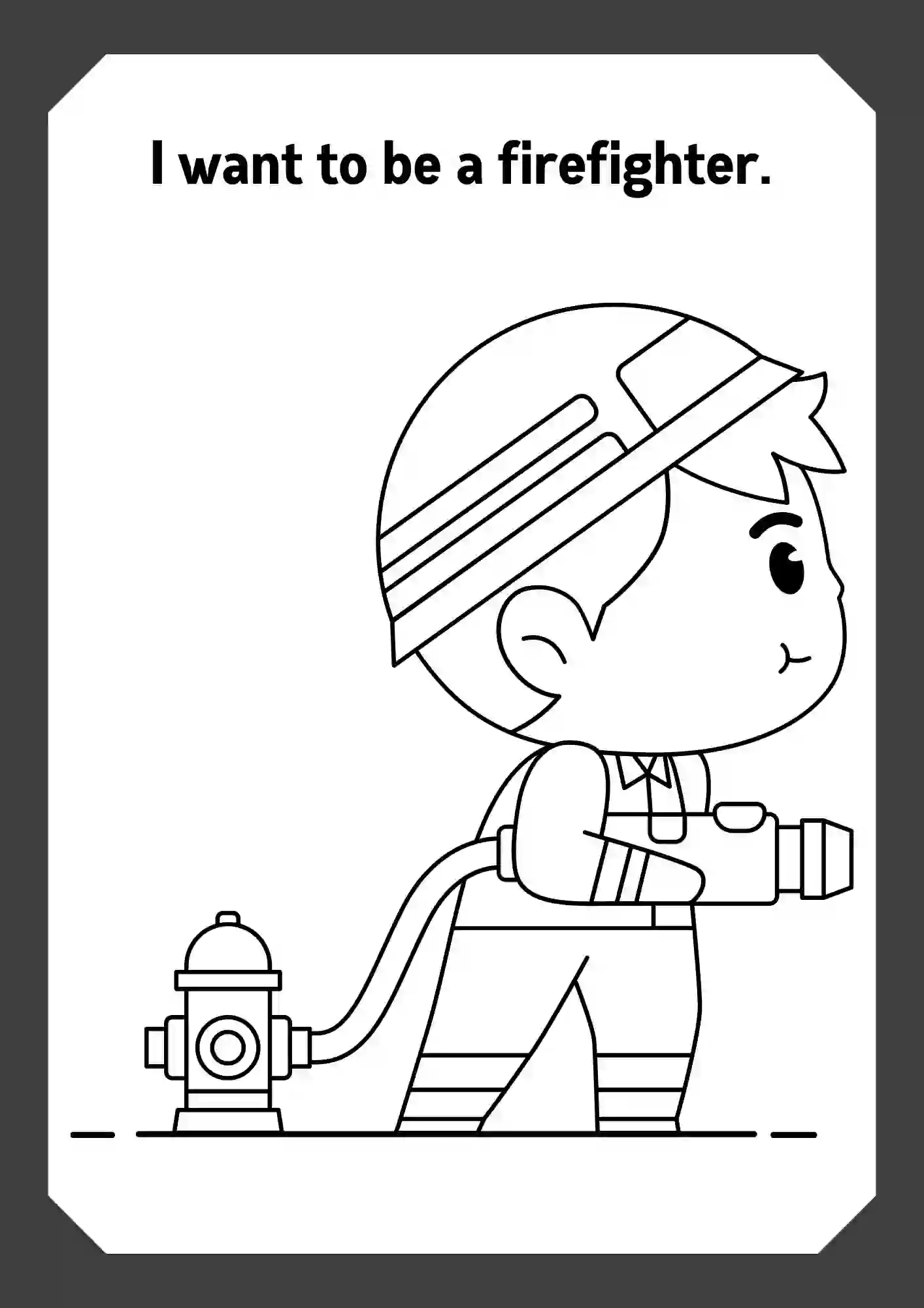 Boys In Different Careers Coloring Worksheets ( firefighter )
