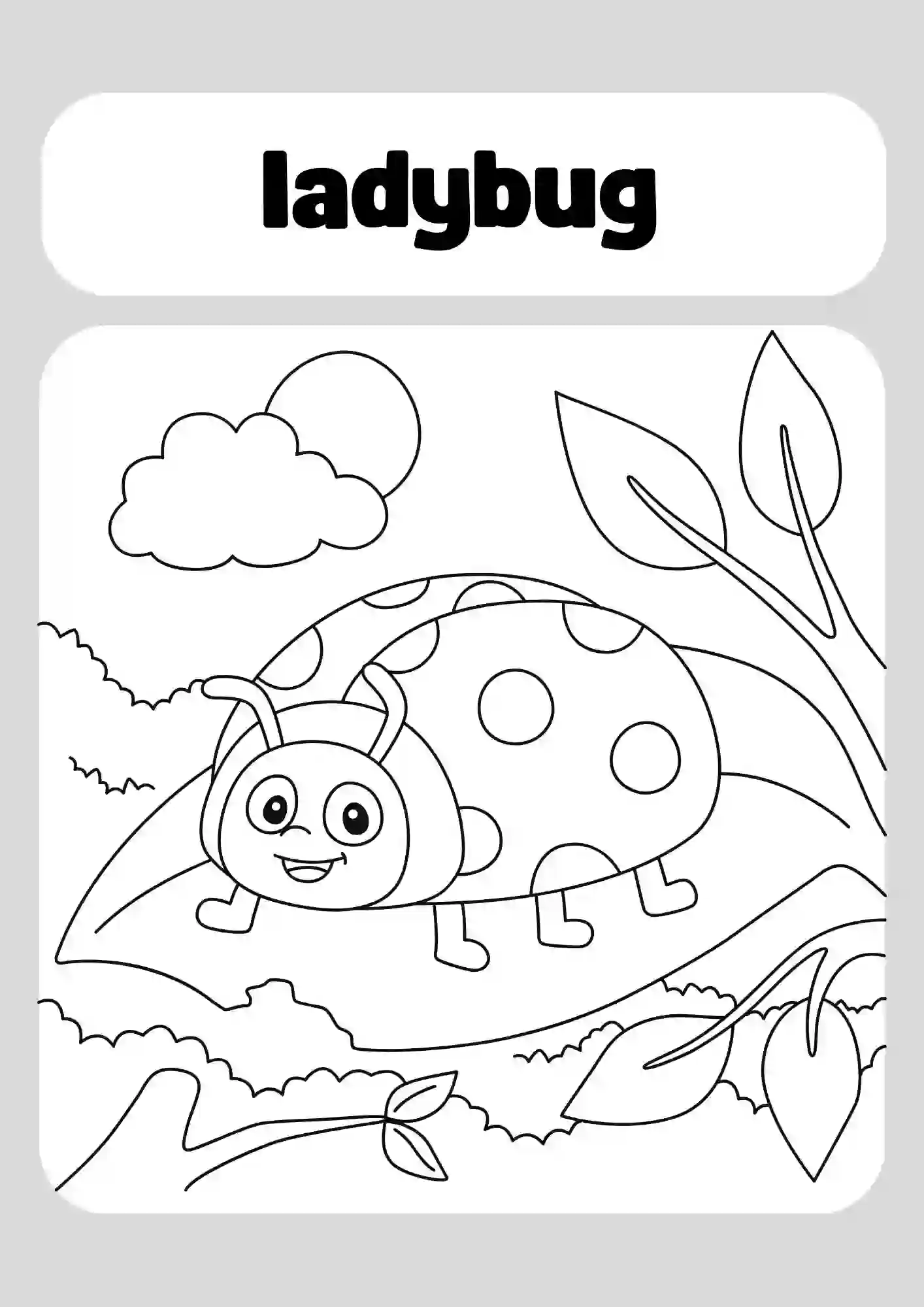 Insects Coloring Worksheets for Kindergarten (ladybug)