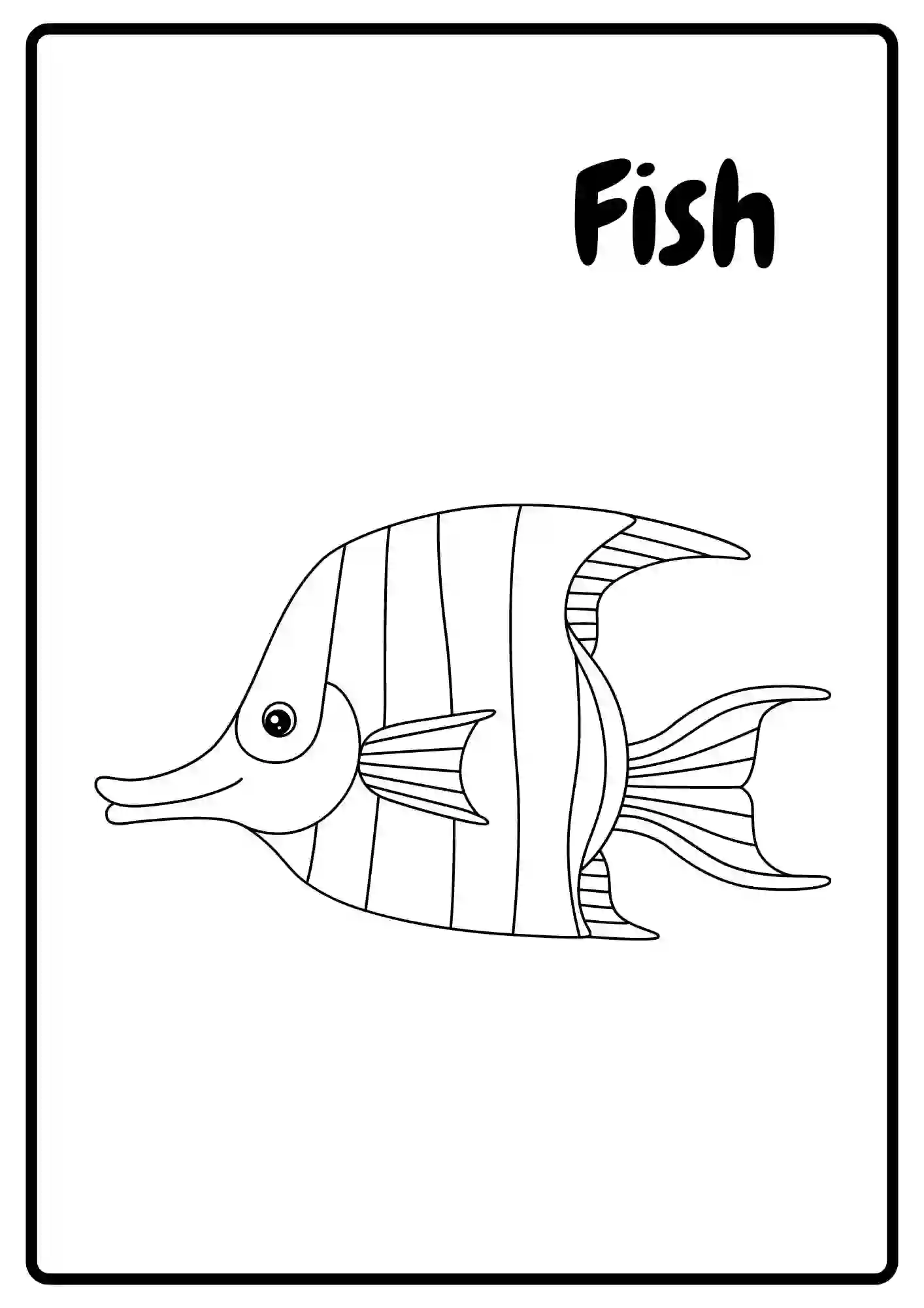Sea Animal Coloring Worksheets for kindergarten (FISH)