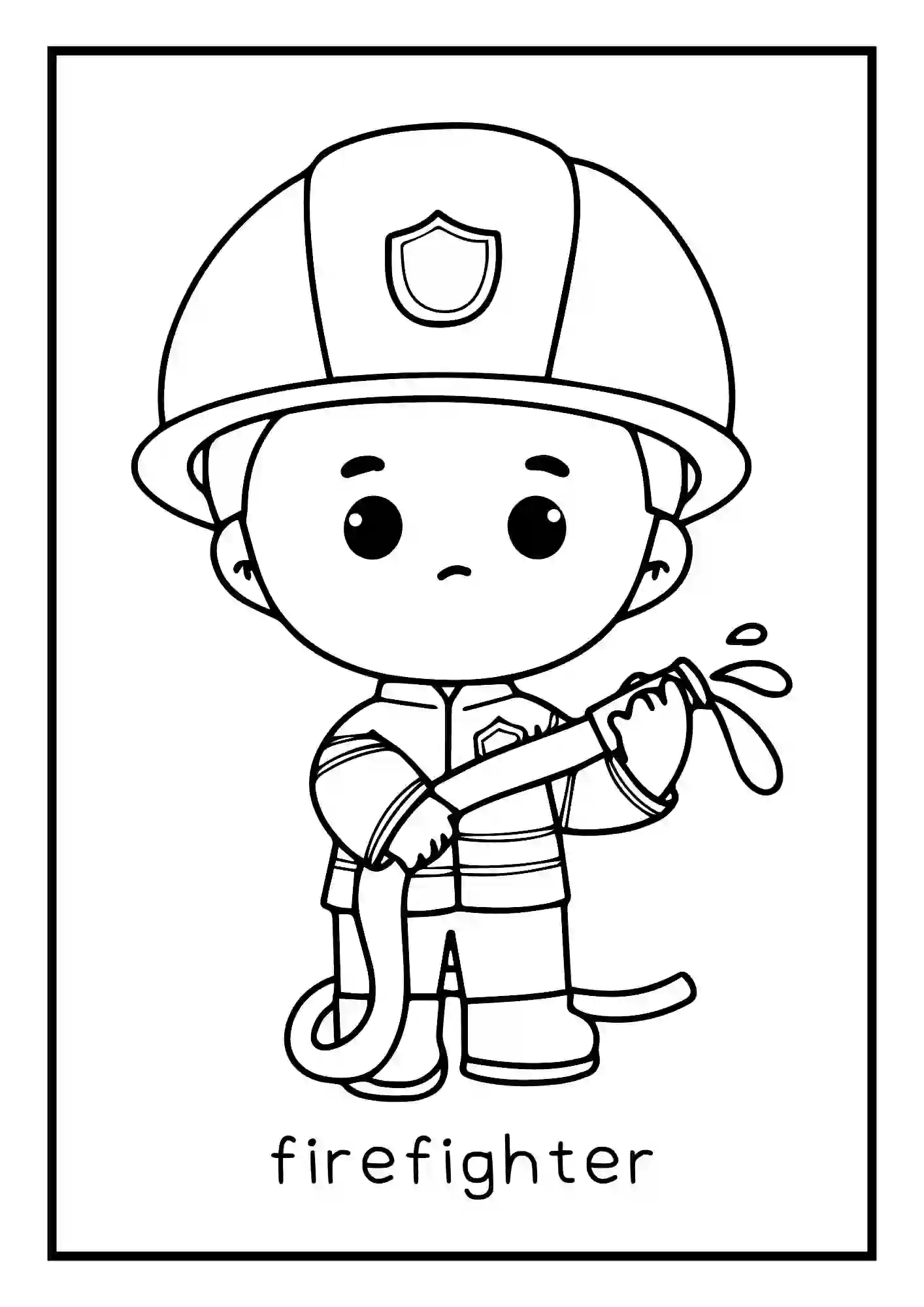 Different Professions, occupations, carriers, jobs, Coloring Worksheets (firefighter)