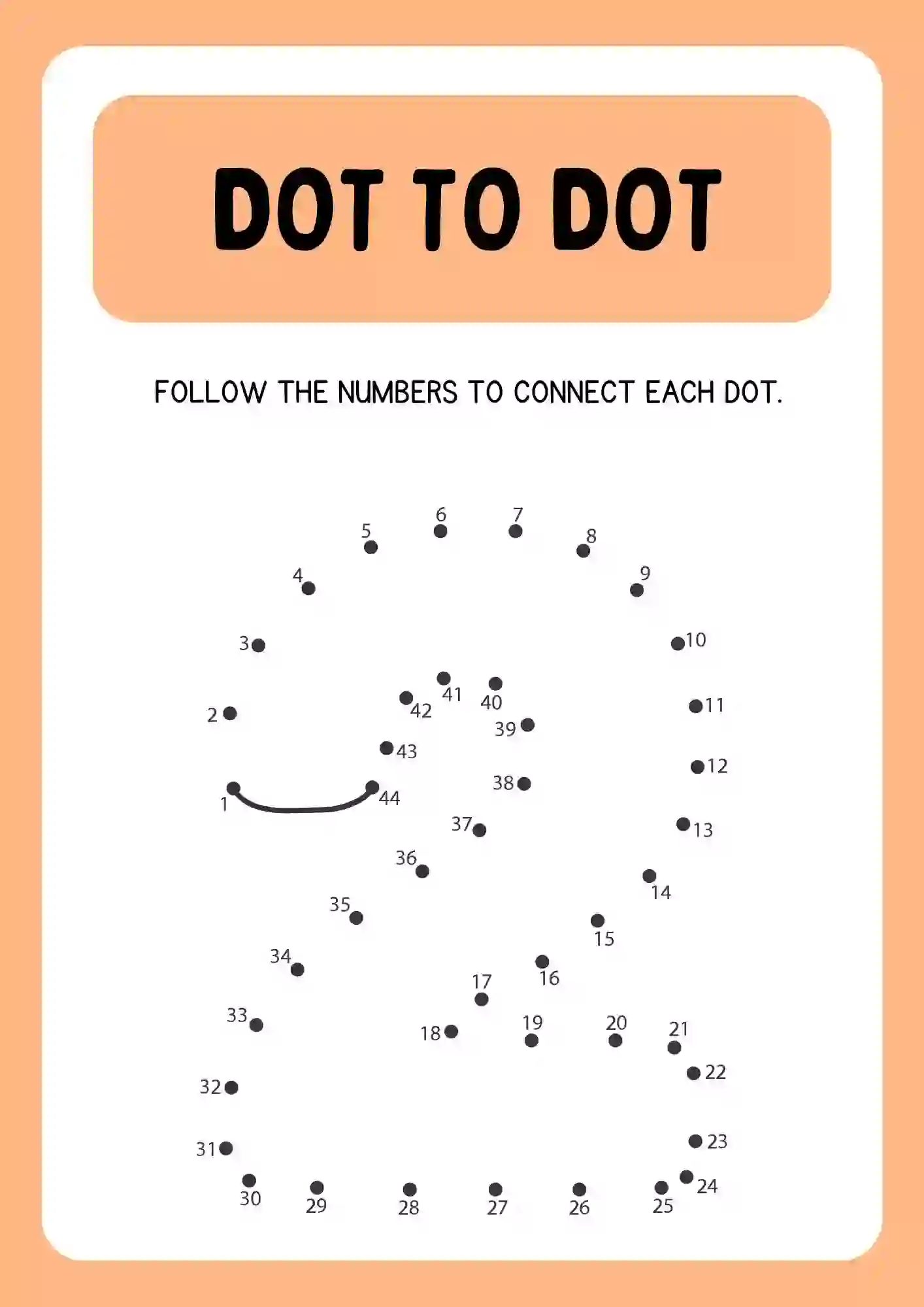 Dot to Dot Connecting Numbers Activity Worksheets number 2