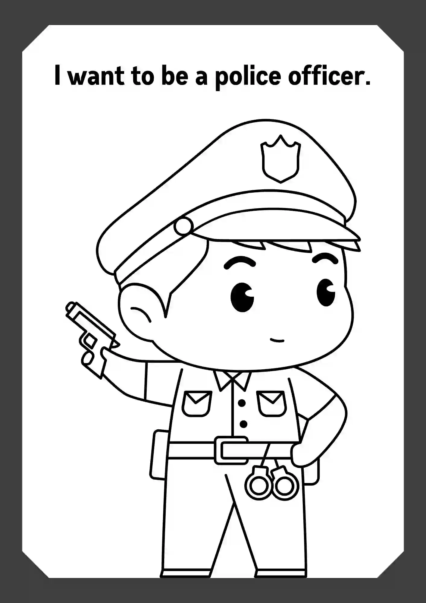 Boys In Different Careers Coloring Worksheets ( officer )