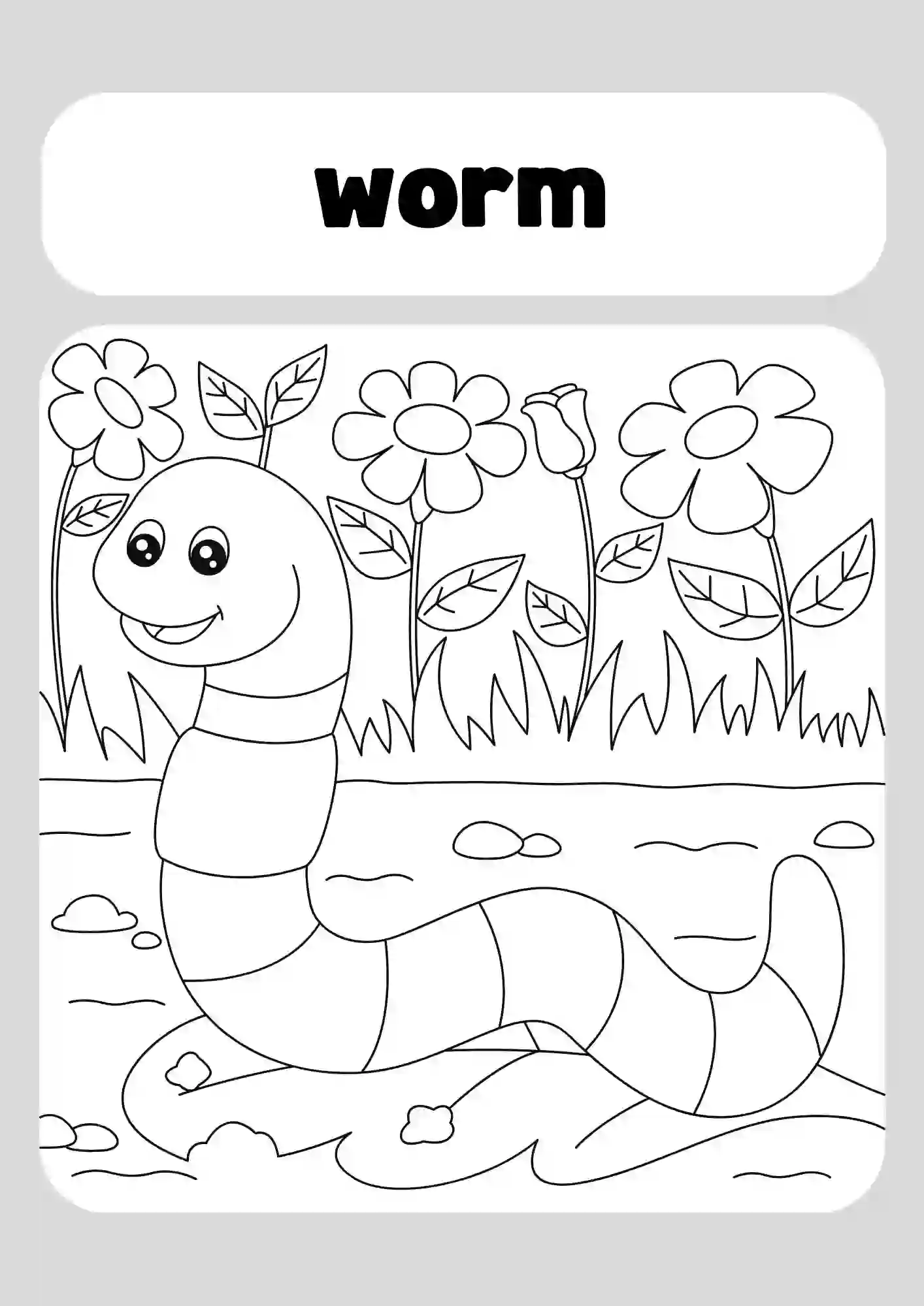 Insects Coloring Worksheets for Kindergarten (worm)