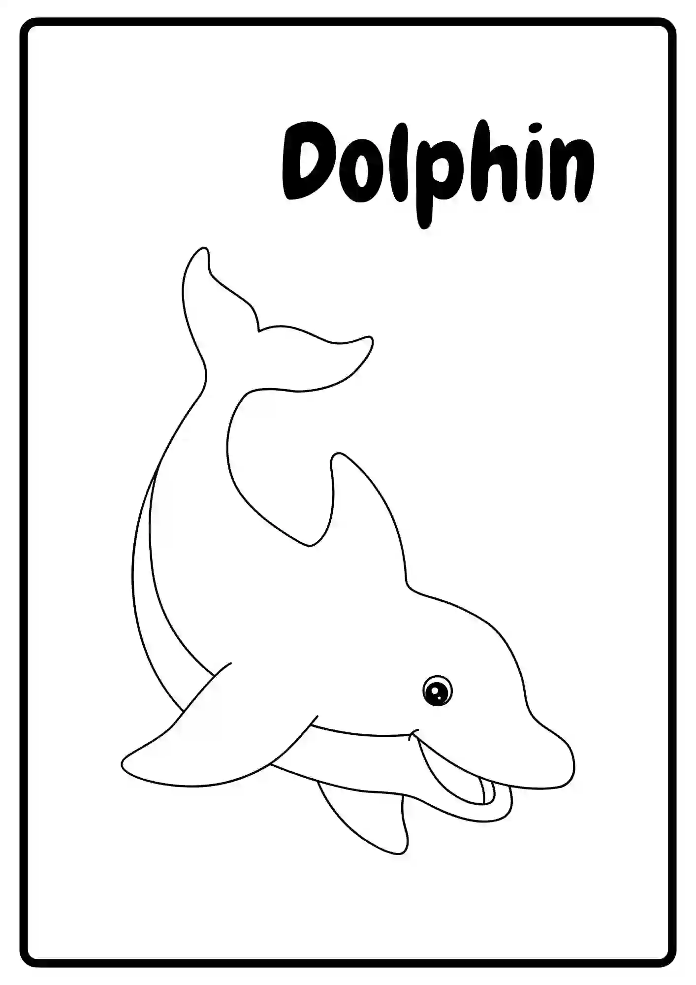 Sea Animal Coloring Worksheets for kindergarten (DOLPHIN)
