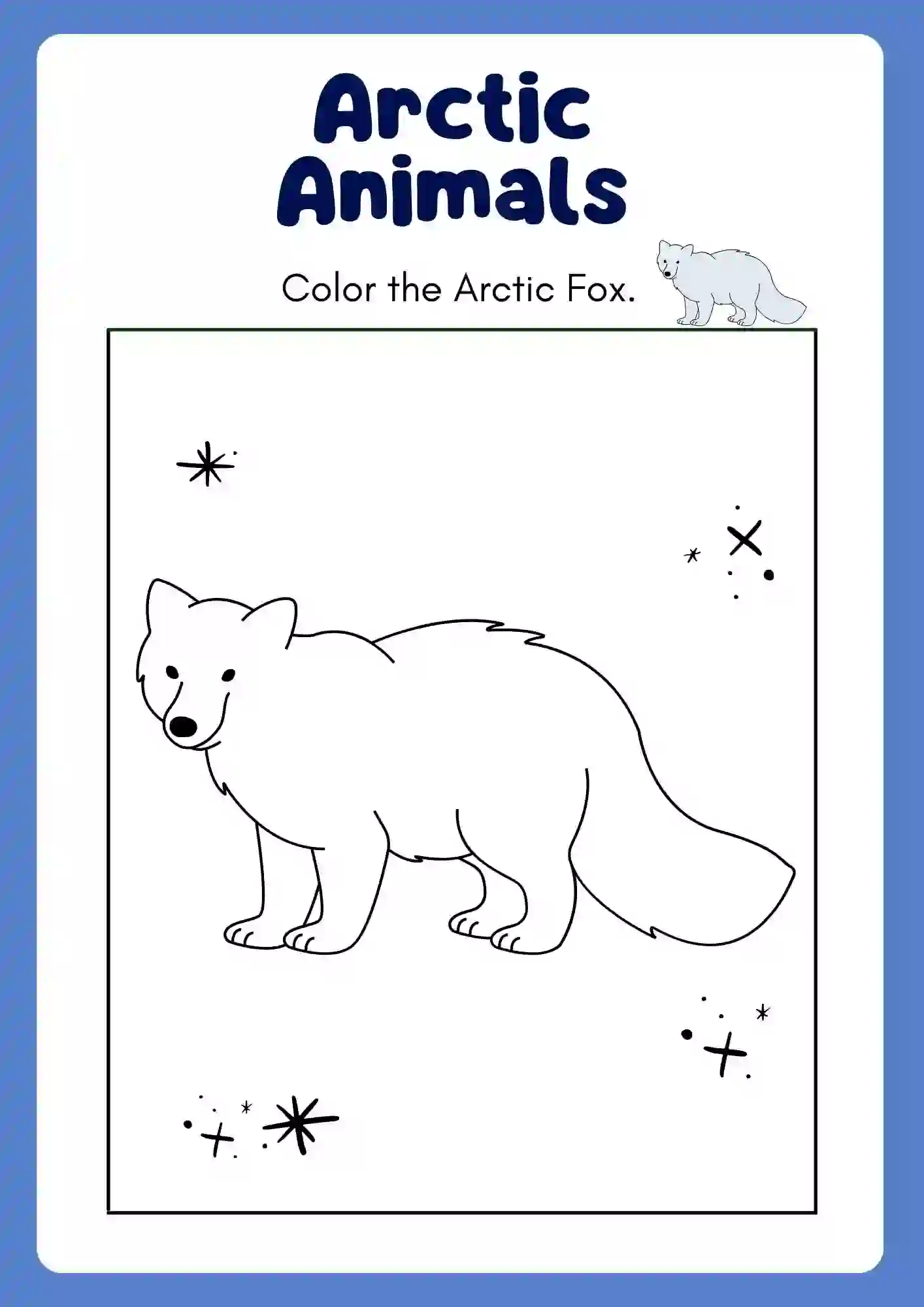 Arctic Animal Coloring Worksheets (ARCTIC FOX)