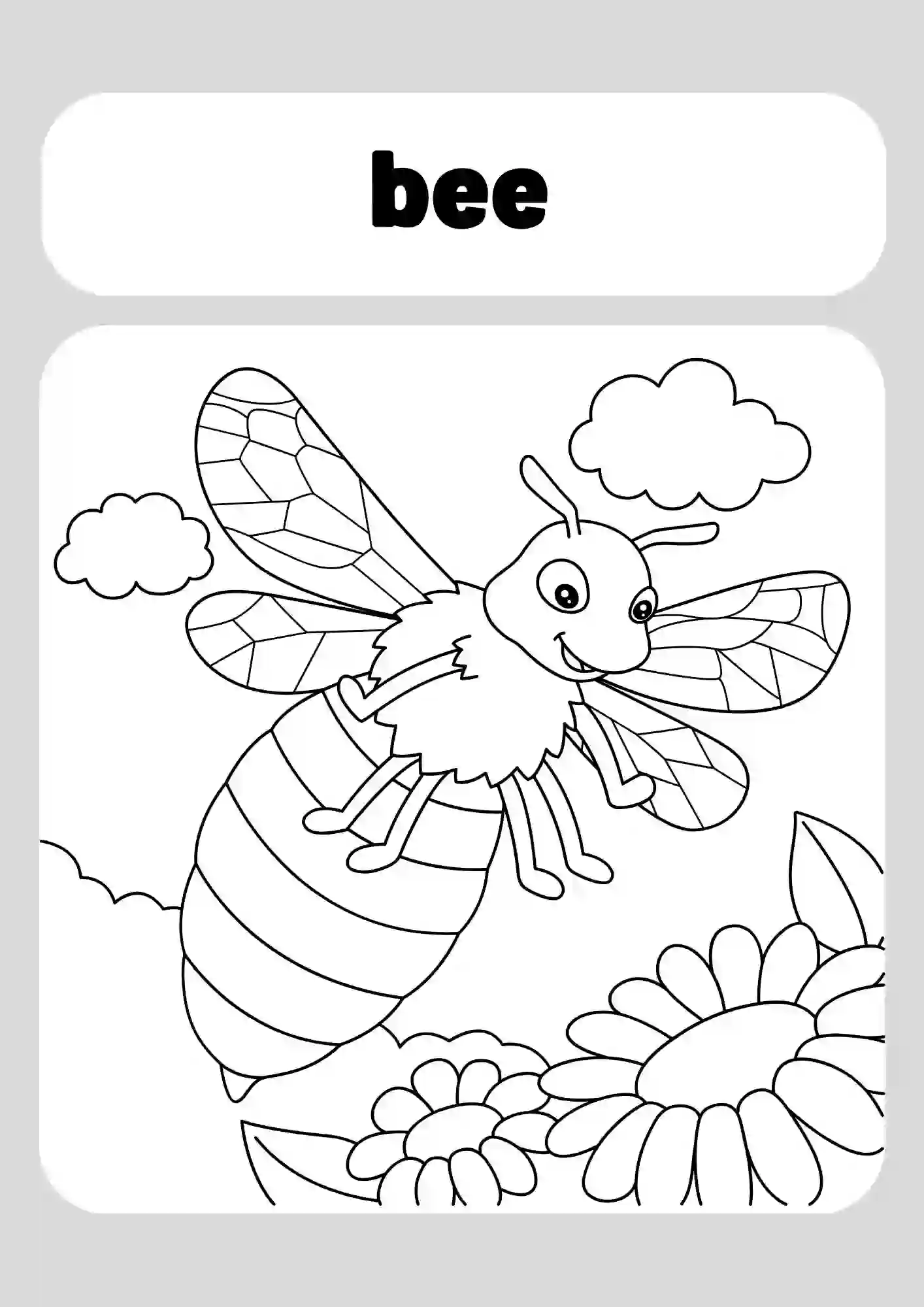 Insects Coloring Worksheets for Kindergarten (bee)