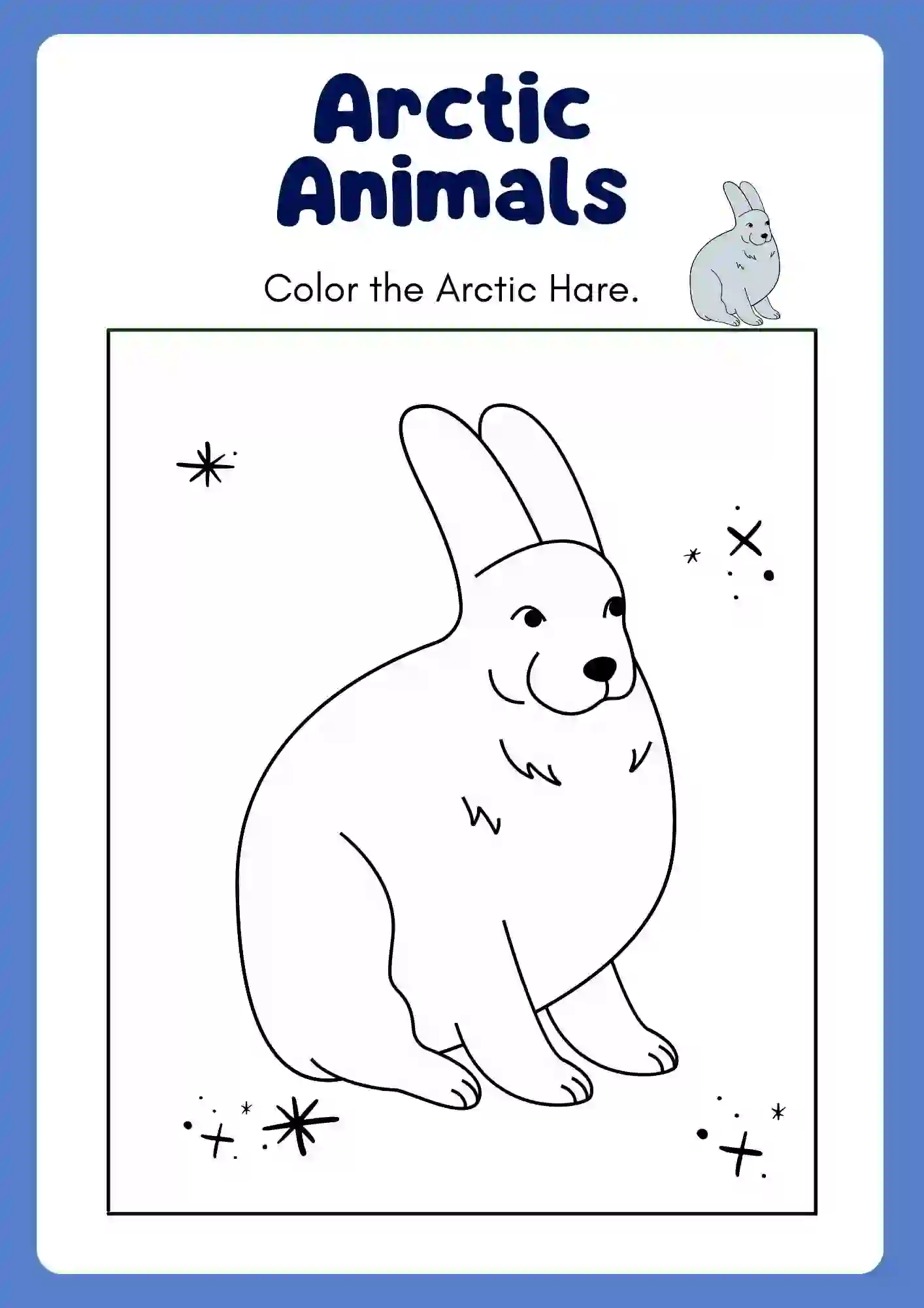 Arctic Animal Coloring Worksheets (ARCTIC HARE)