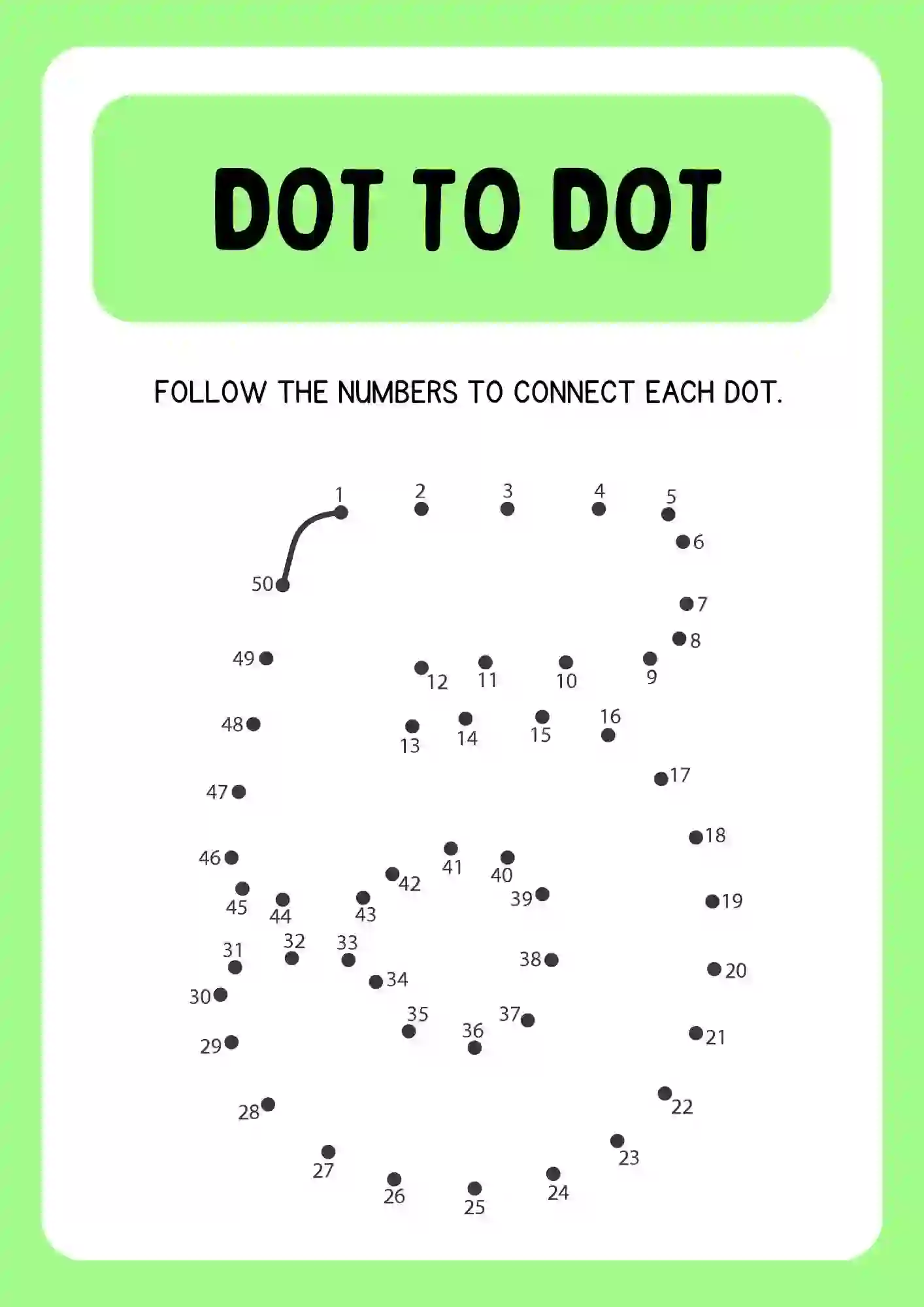 Dot to Dot Connecting Numbers Activity Worksheets number 5