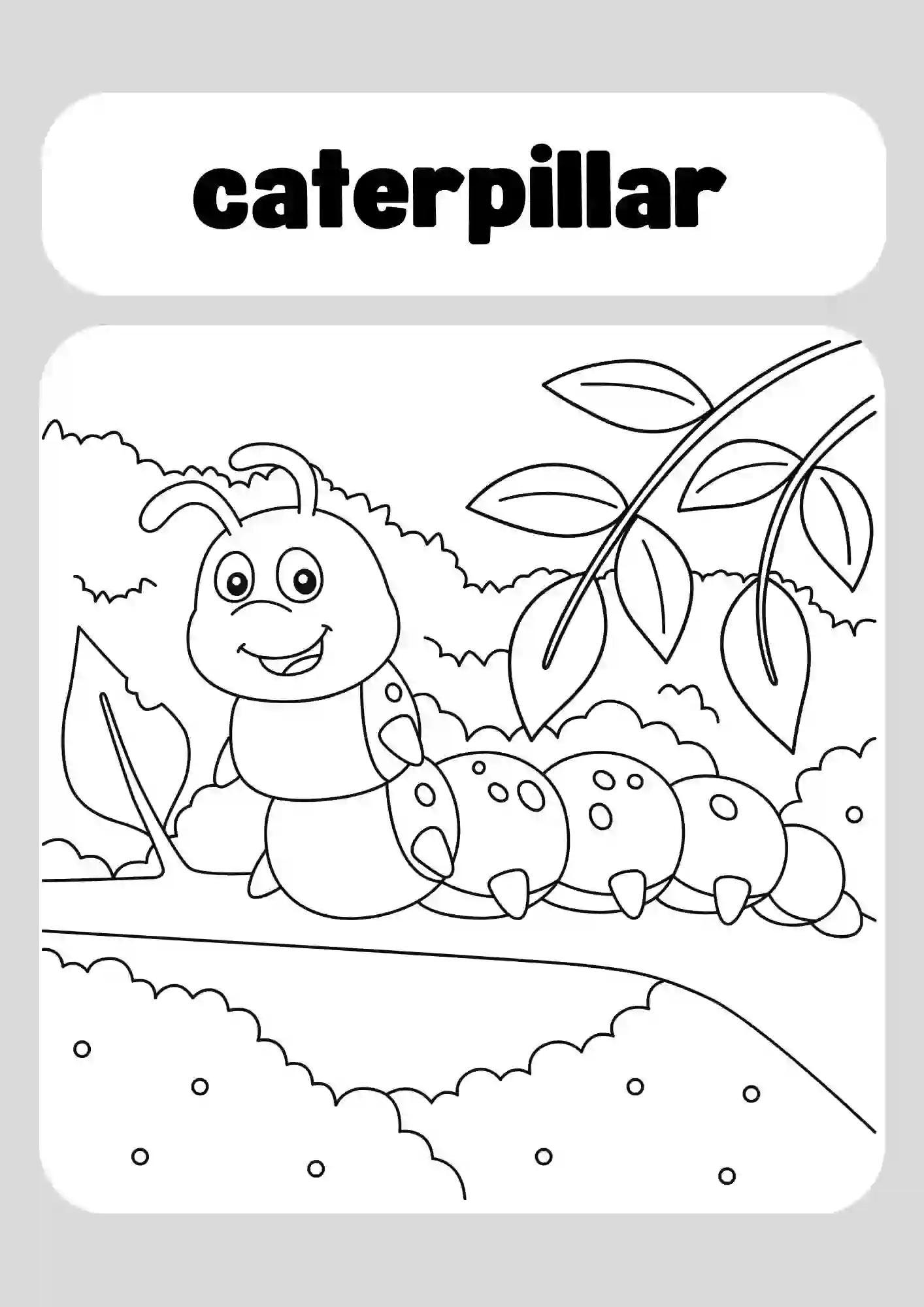 Insects Coloring Worksheets for Kindergarten (caterpillar)