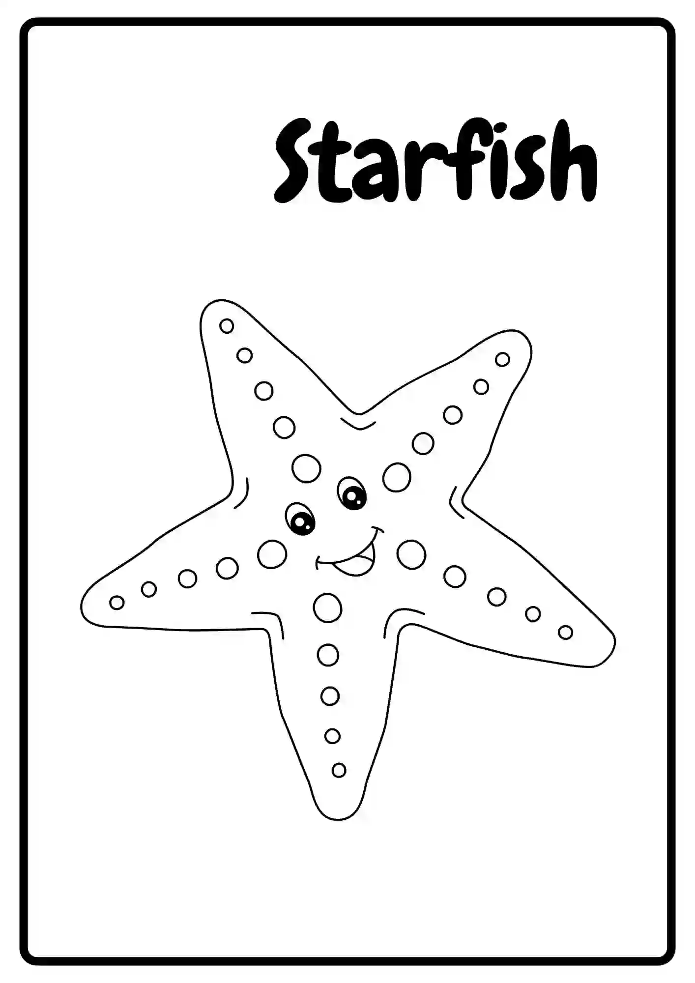 Sea Animal Coloring Worksheets for kindergarten (STARFISH)