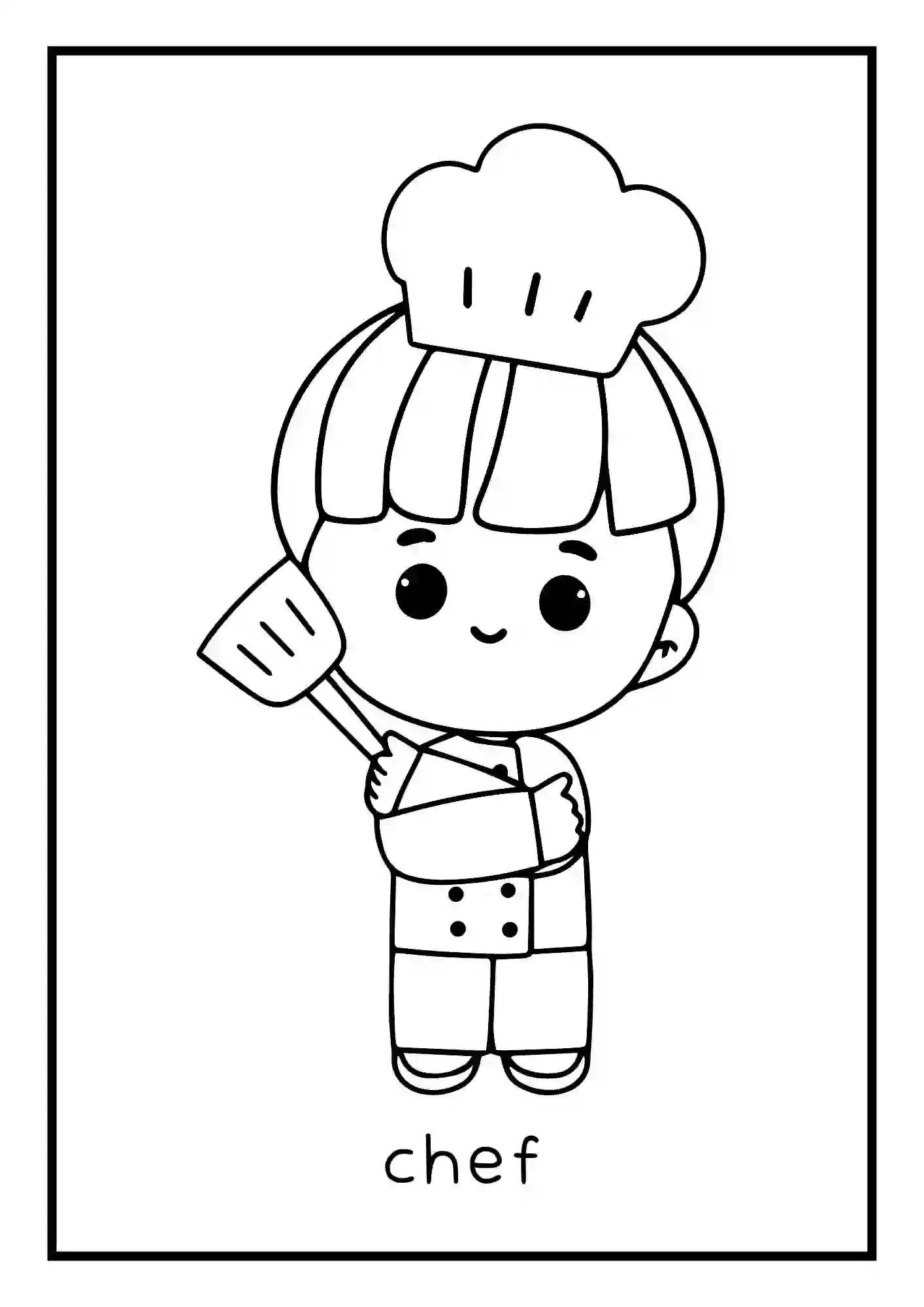 Different Professions, occupations, carriers, jobs, Coloring Worksheets (chef)