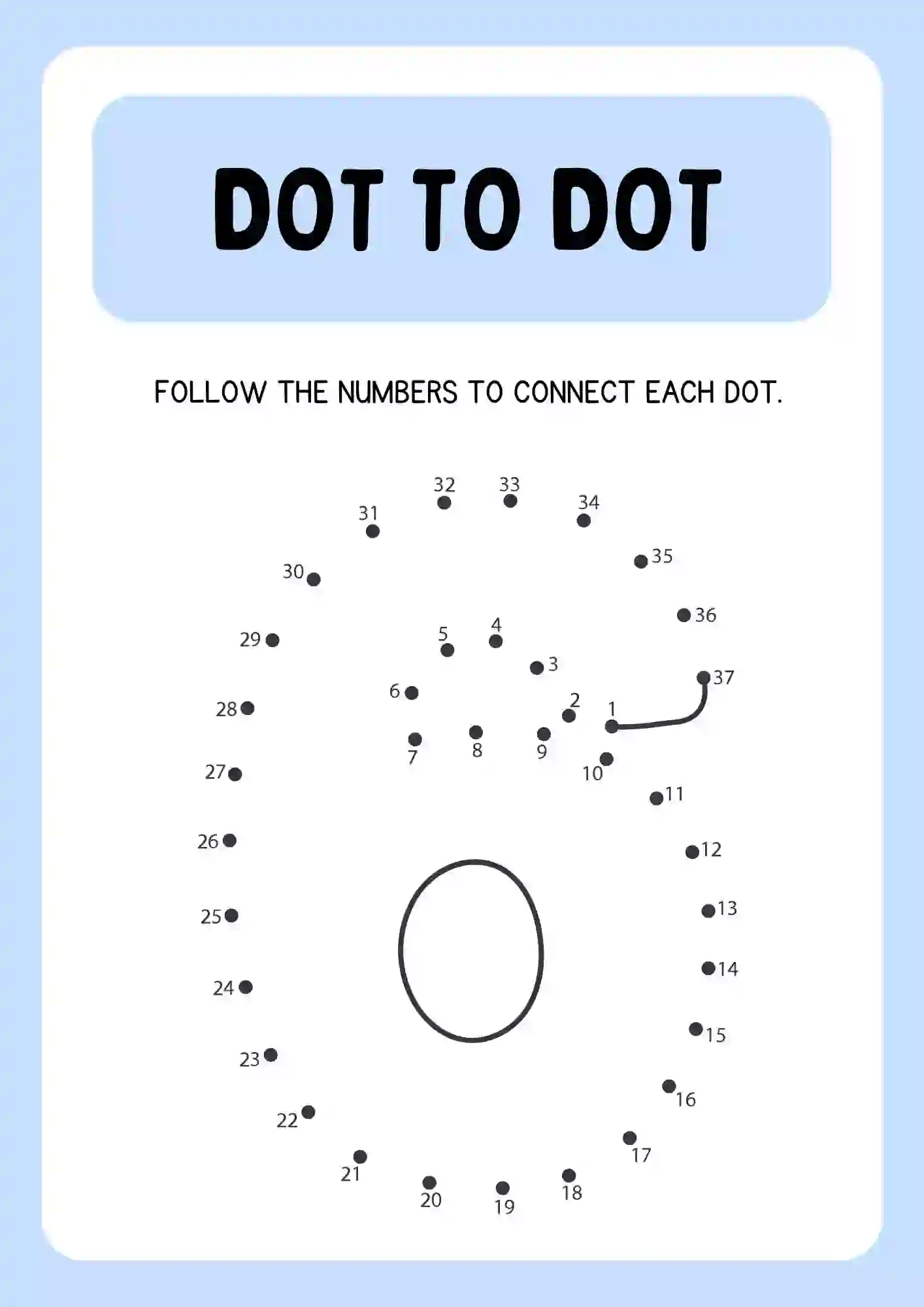 Dot to Dot Connecting Numbers Activity Worksheets number 6