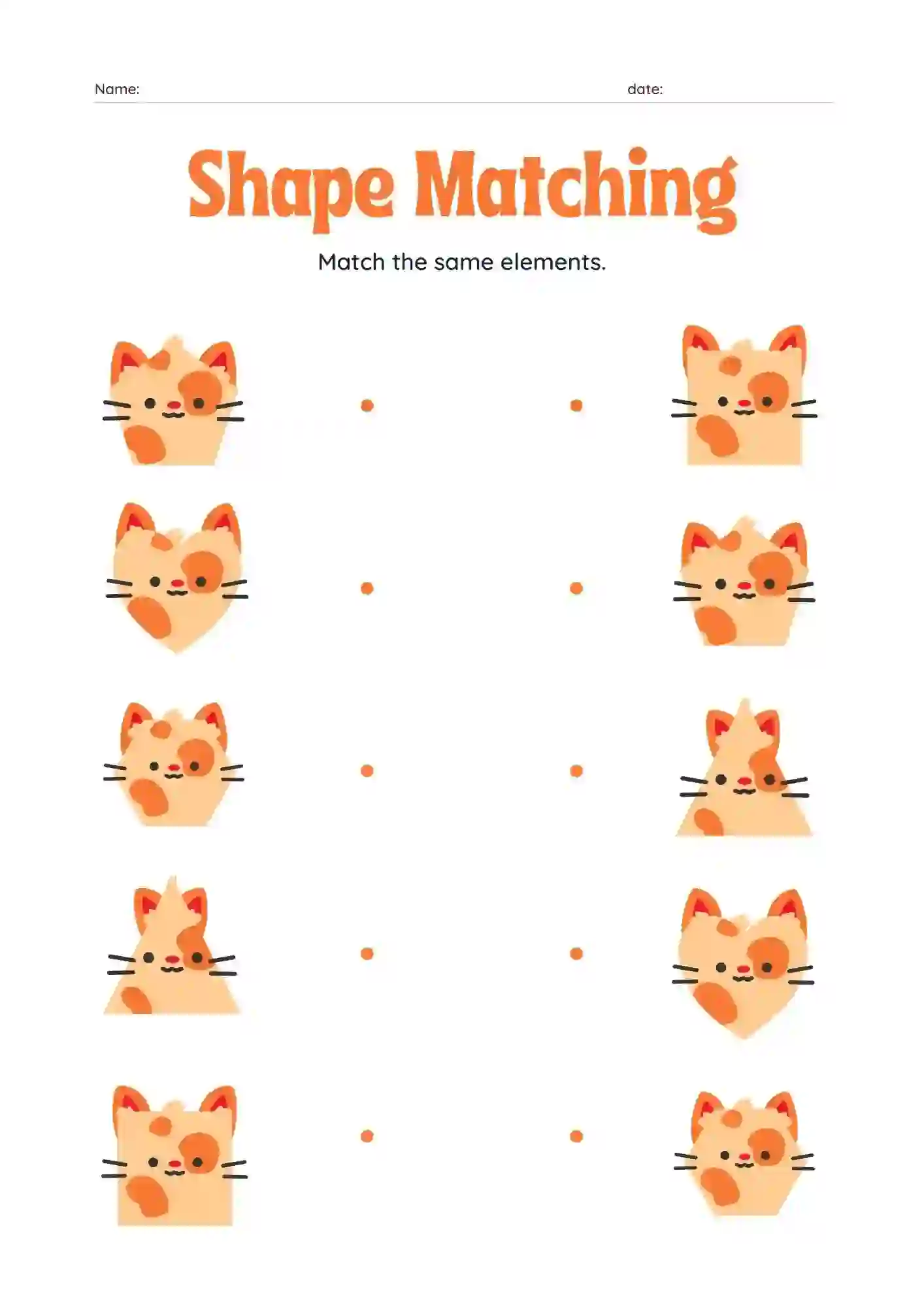 Animal Shape Matching Worksheets for Kindergarten