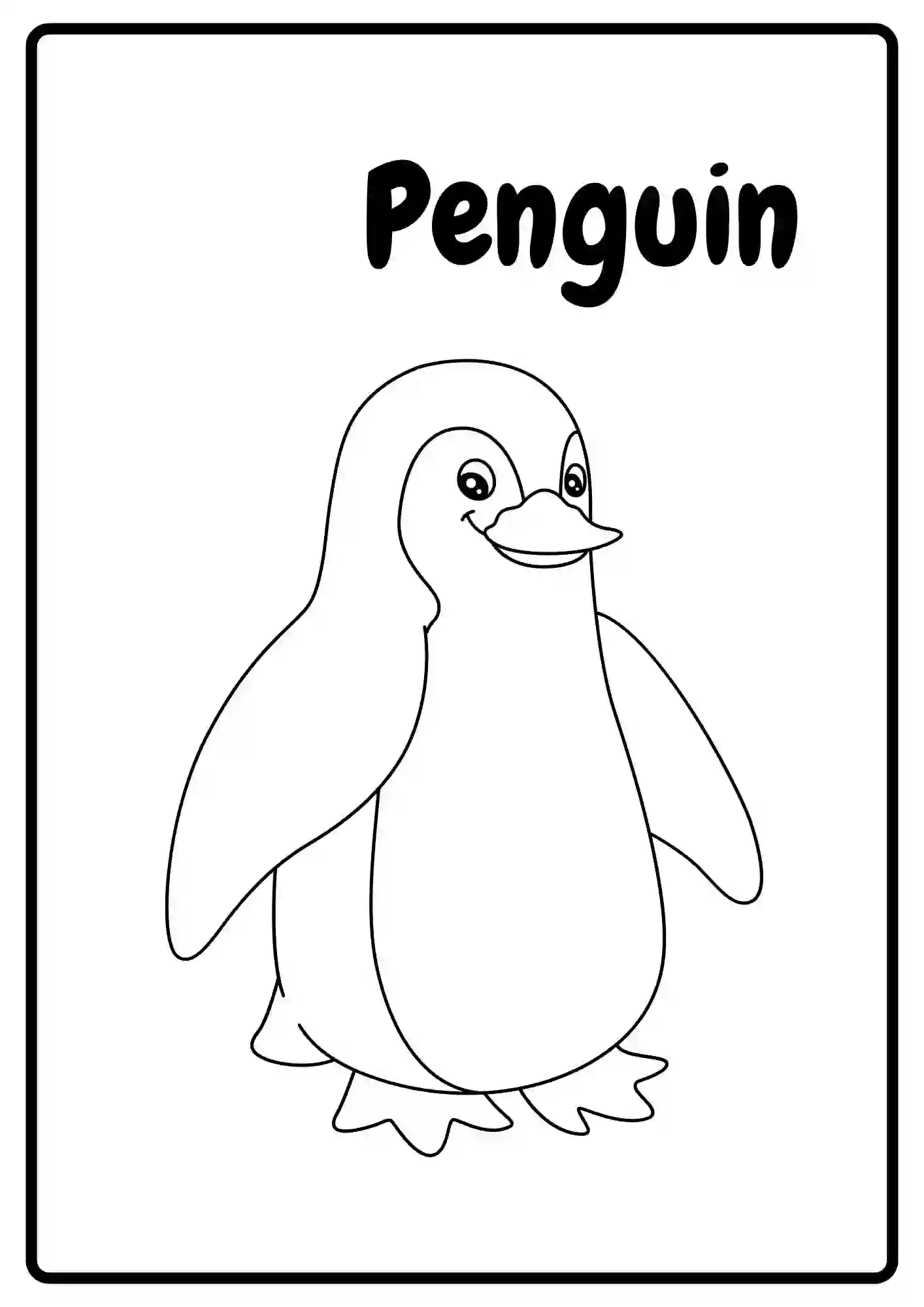 Sea Animal Coloring Worksheets for kindergarten (PENGUIN)