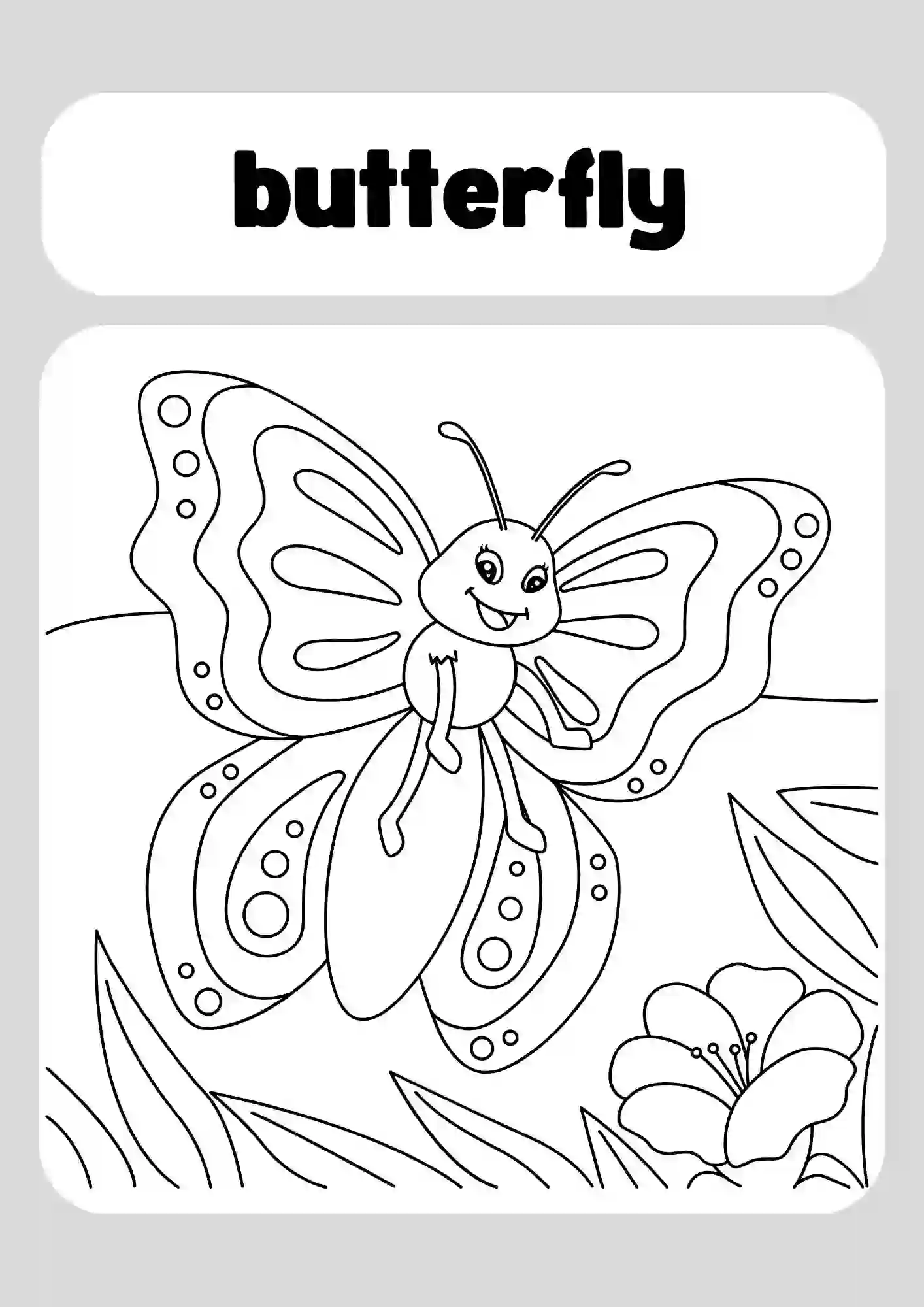 Insects Coloring Worksheets for Kindergarten (butterfly)