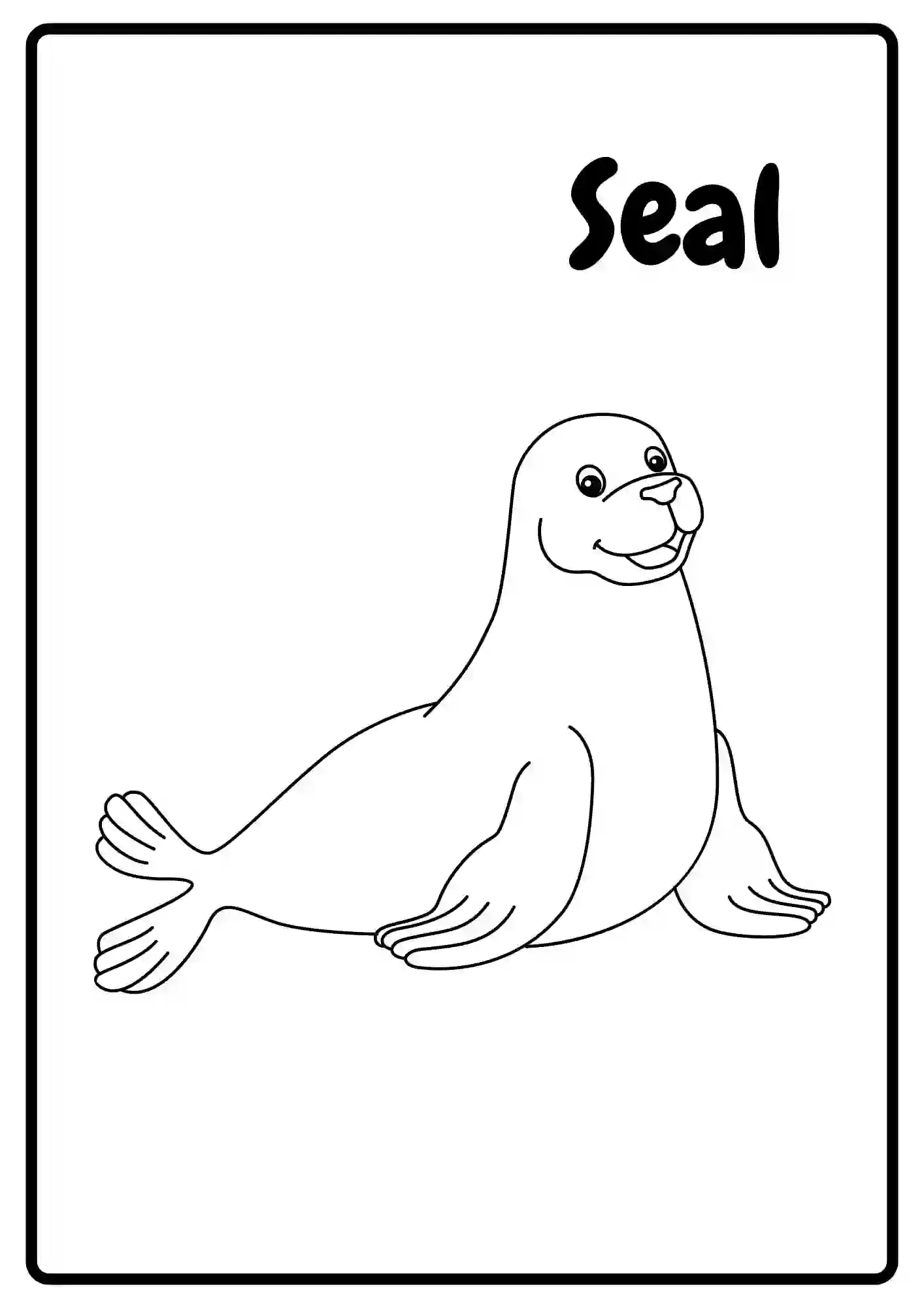 Sea Animal Coloring Worksheets for kindergarten (SEAL)