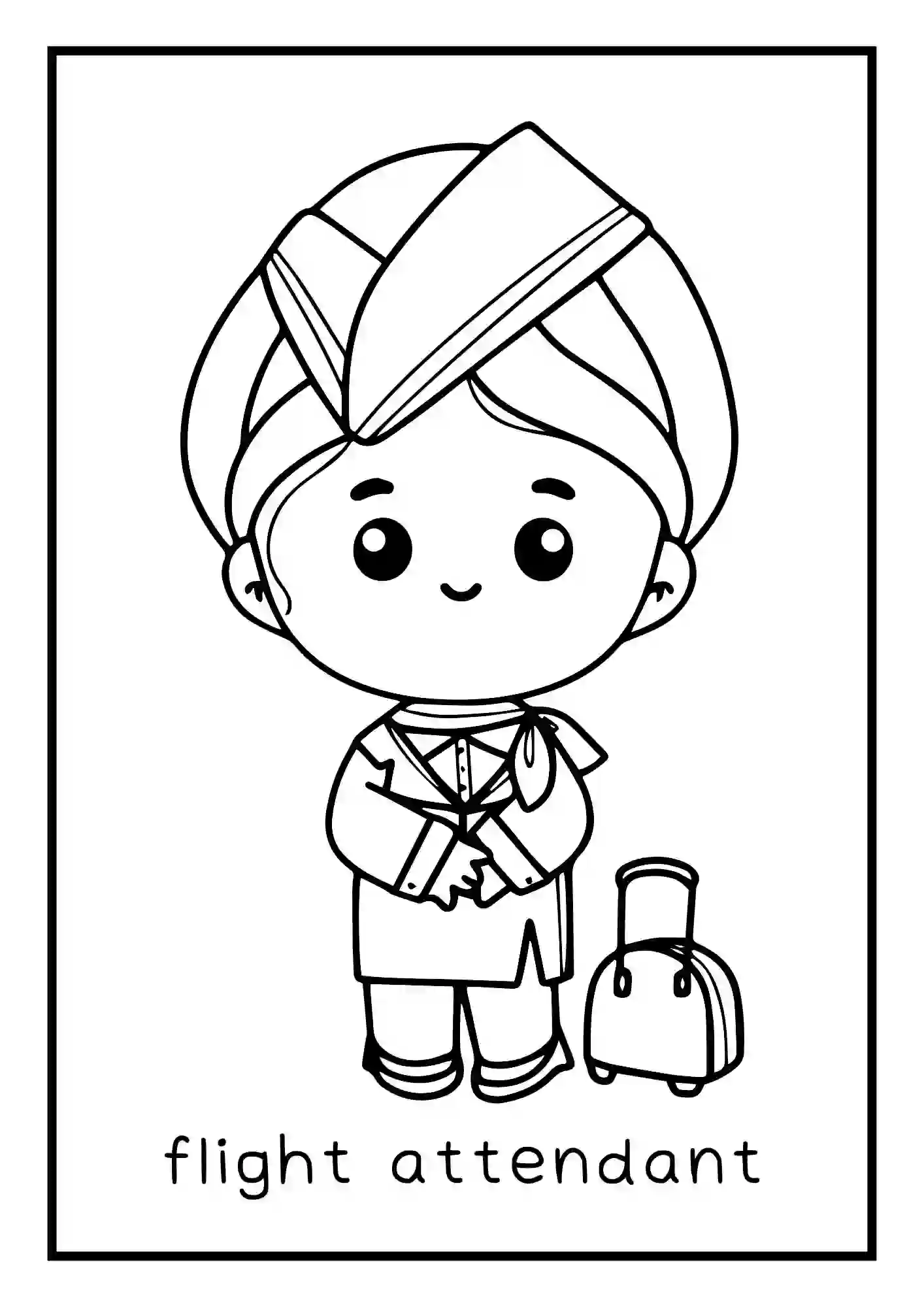 Different Professions, occupations, carriers, jobs, Coloring Worksheets (flight attendant)