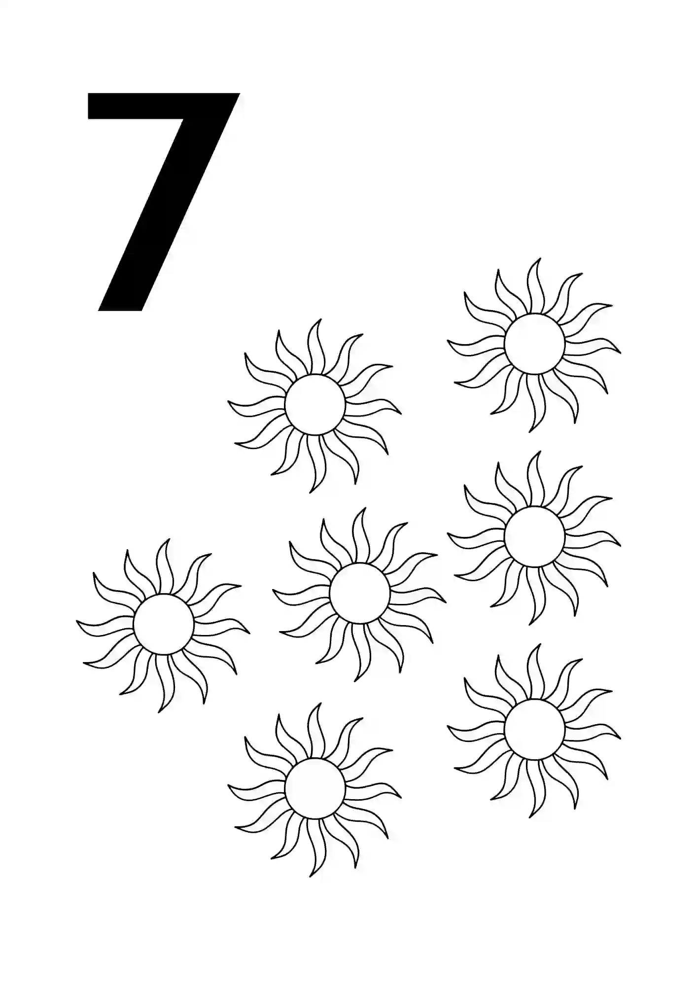 Count And Color Worksheets 1-10 (NUMBER 7)