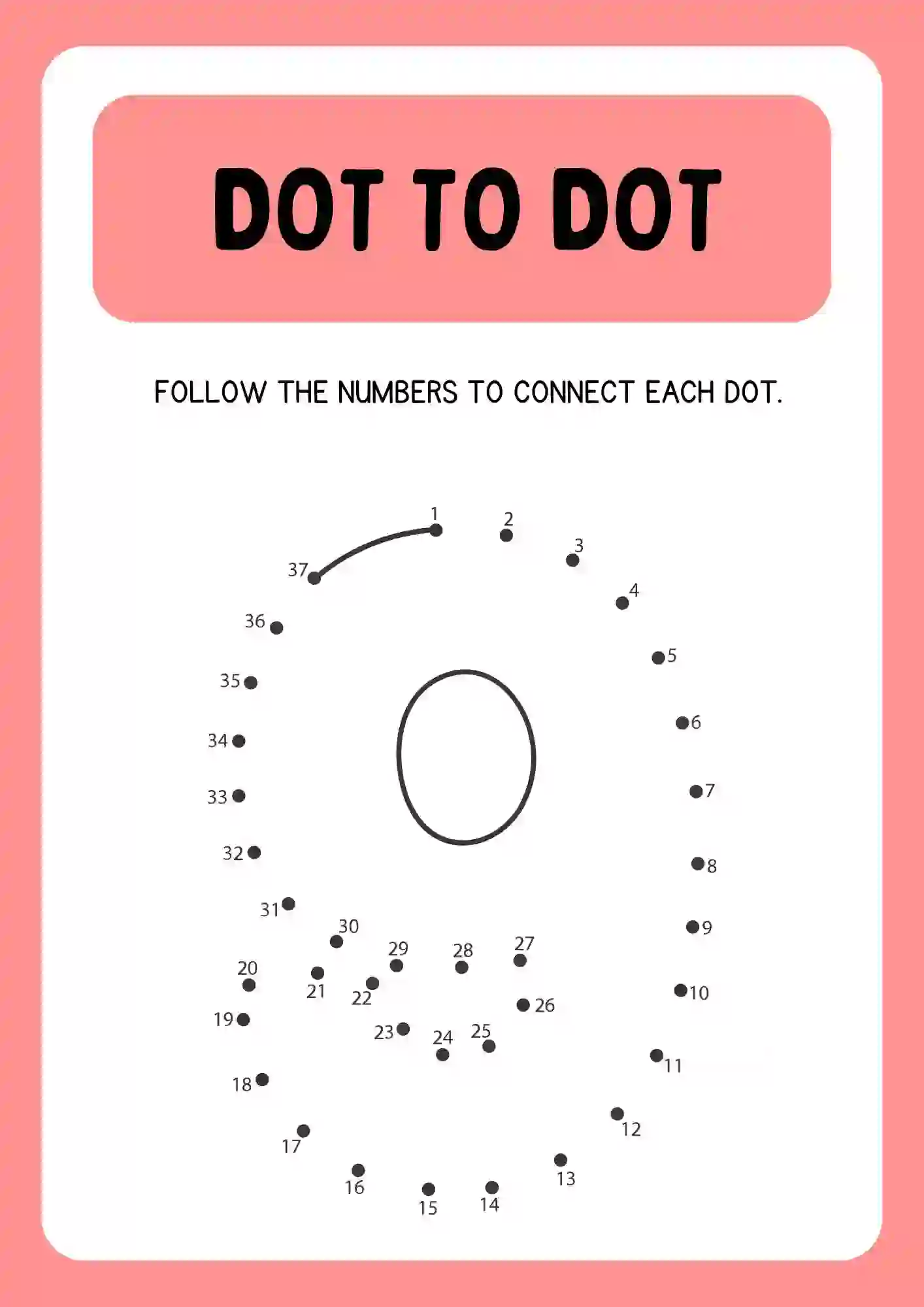 Dot to Dot Connecting Numbers Activity Worksheets number 9