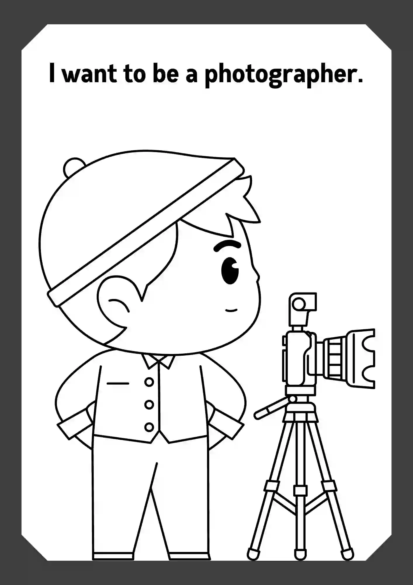 Boys In Different Careers Coloring Worksheets ( photographer )