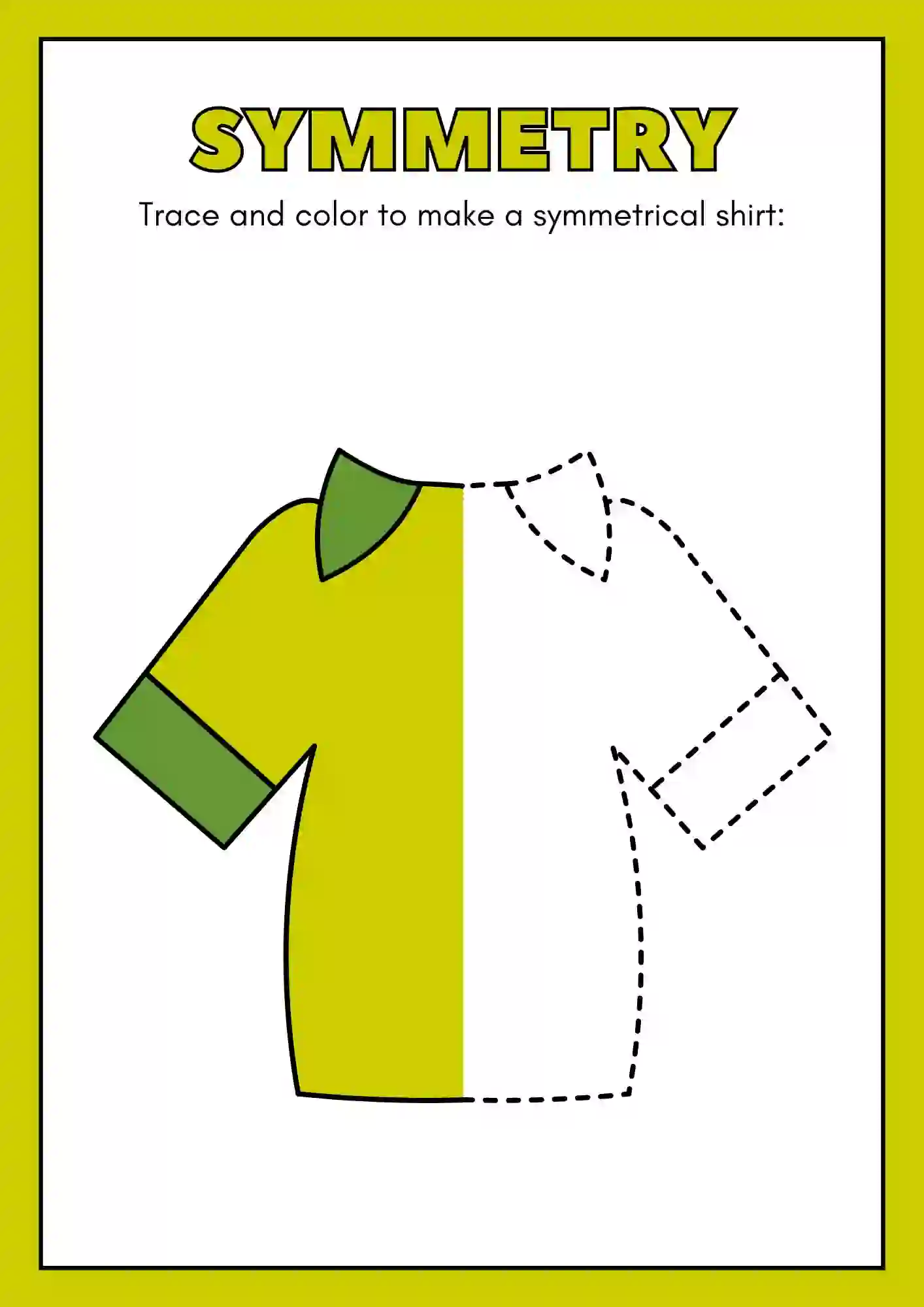 Symmetric Drawing and Coloring worksheets (shirt)
