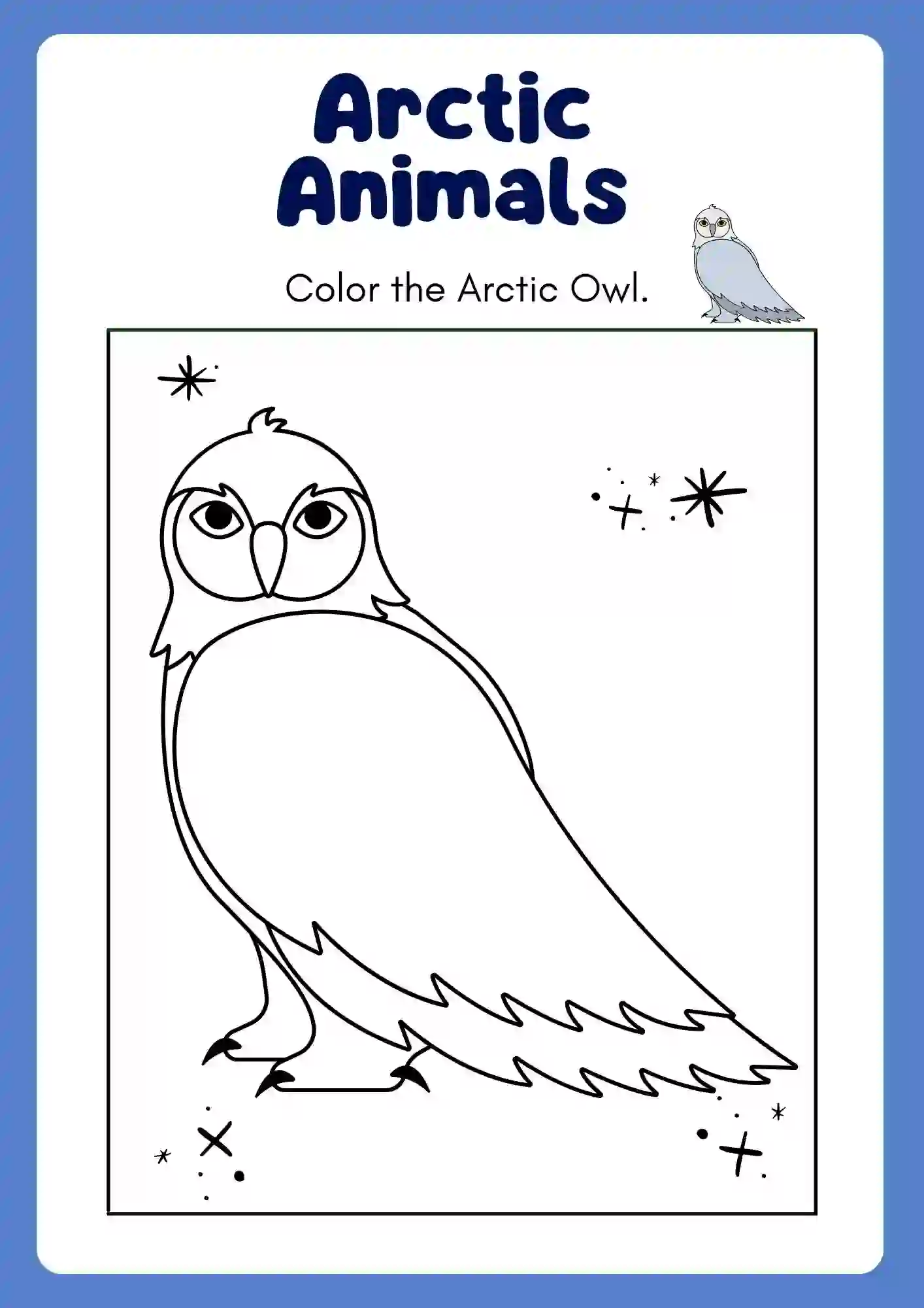Arctic Animal Coloring Worksheets (ARCTIC OWL)