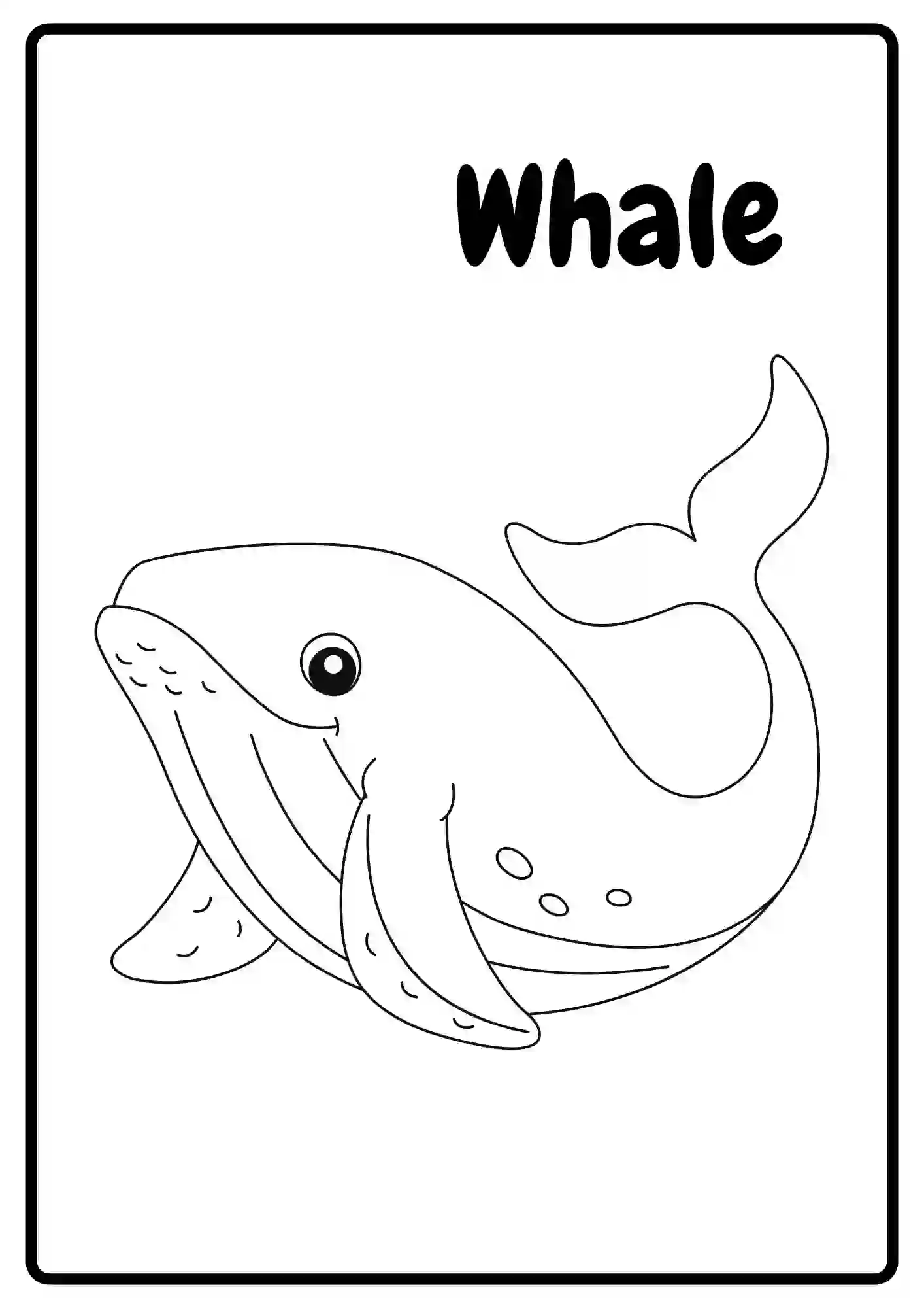 Sea Animal Coloring Worksheets for kindergarten (WHALE)