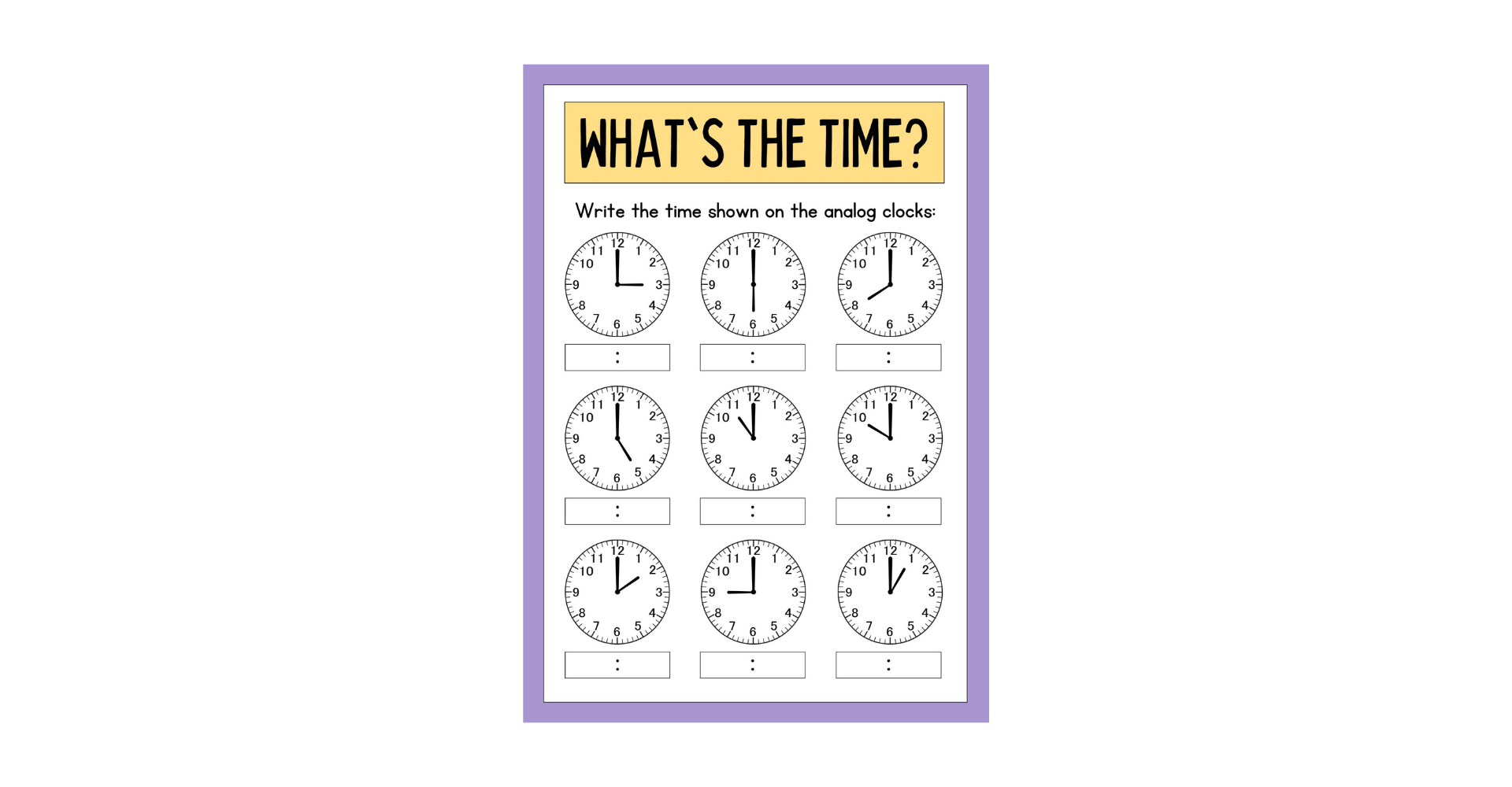 Telling Time Worksheets for Kindergarten PDF