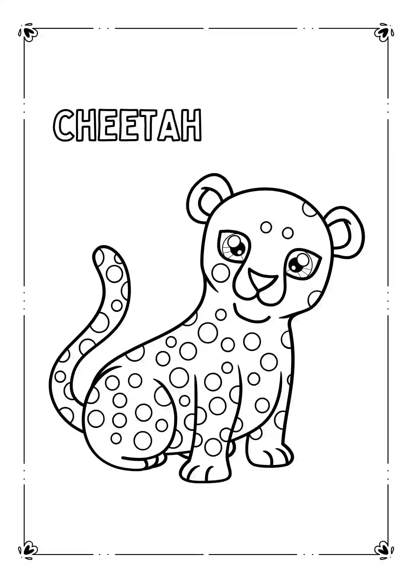 Wild Life Animals Coloring Worksheets (CHEETAH)