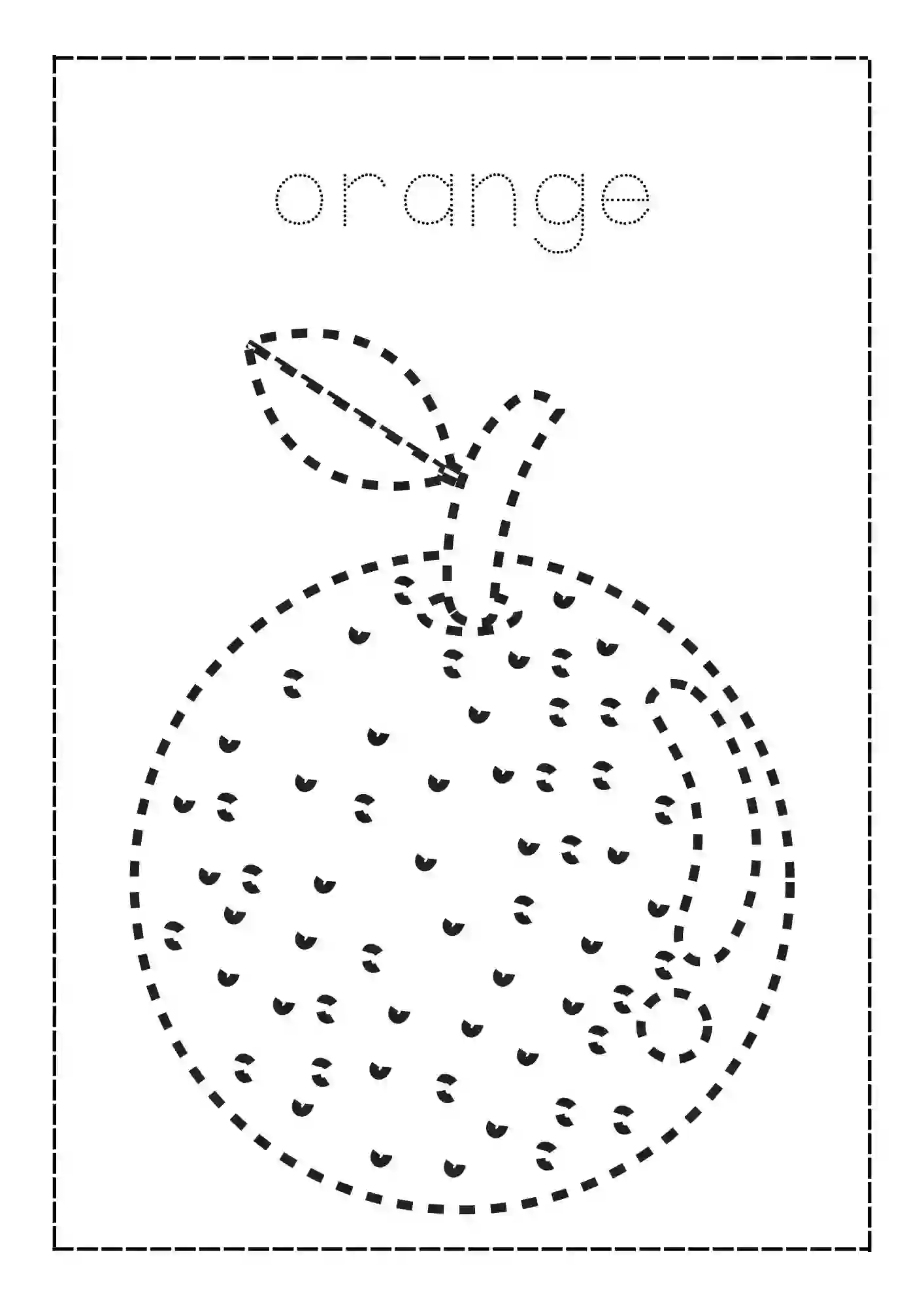 Fruits Tracing & Coloring Worksheets orange