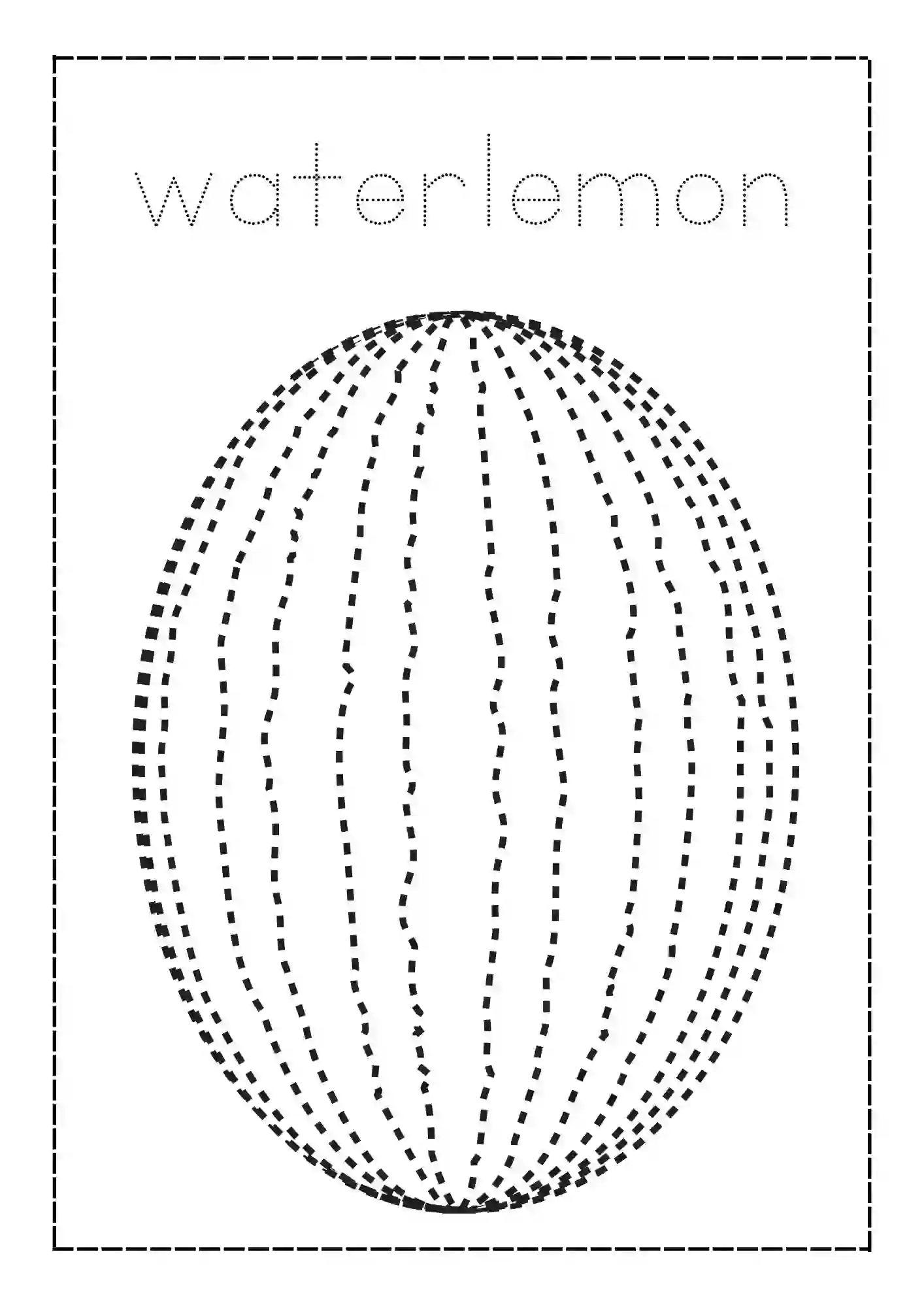 Fruits Tracing & Coloring Worksheets watermelon