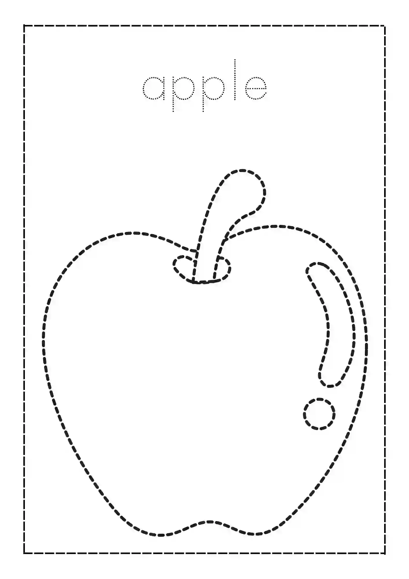 Fruits Tracing & Coloring Worksheets Apple