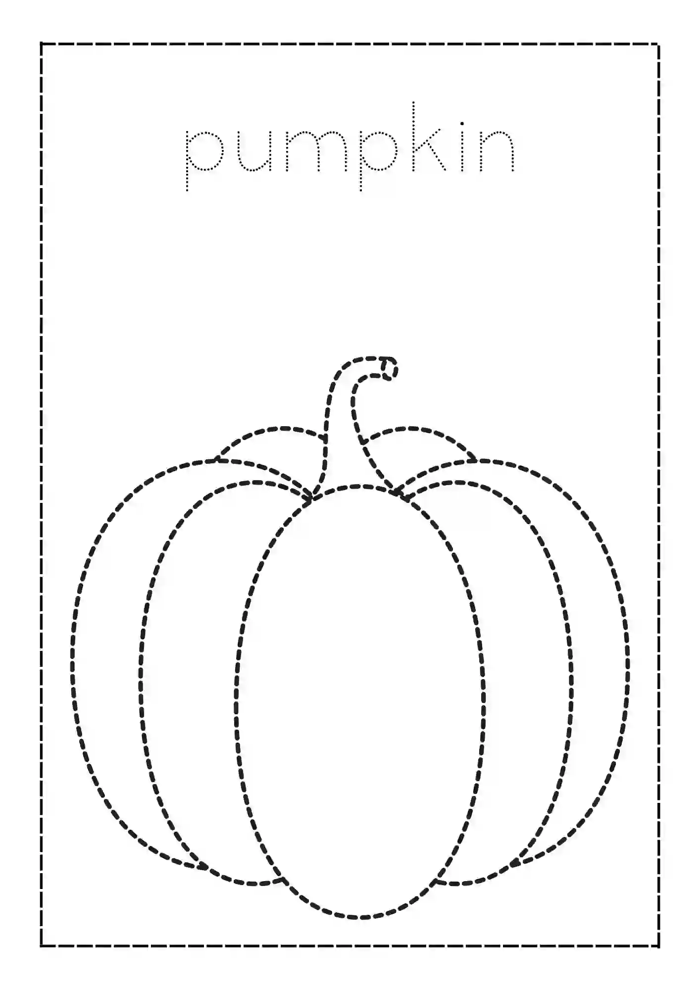 Fruits Tracing & Coloring Worksheets pumpkin