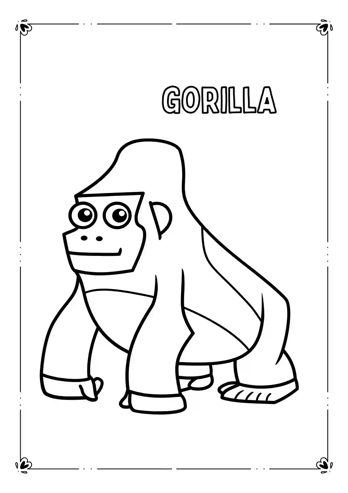 Wild Life Animals Coloring Worksheets (GORILLA)