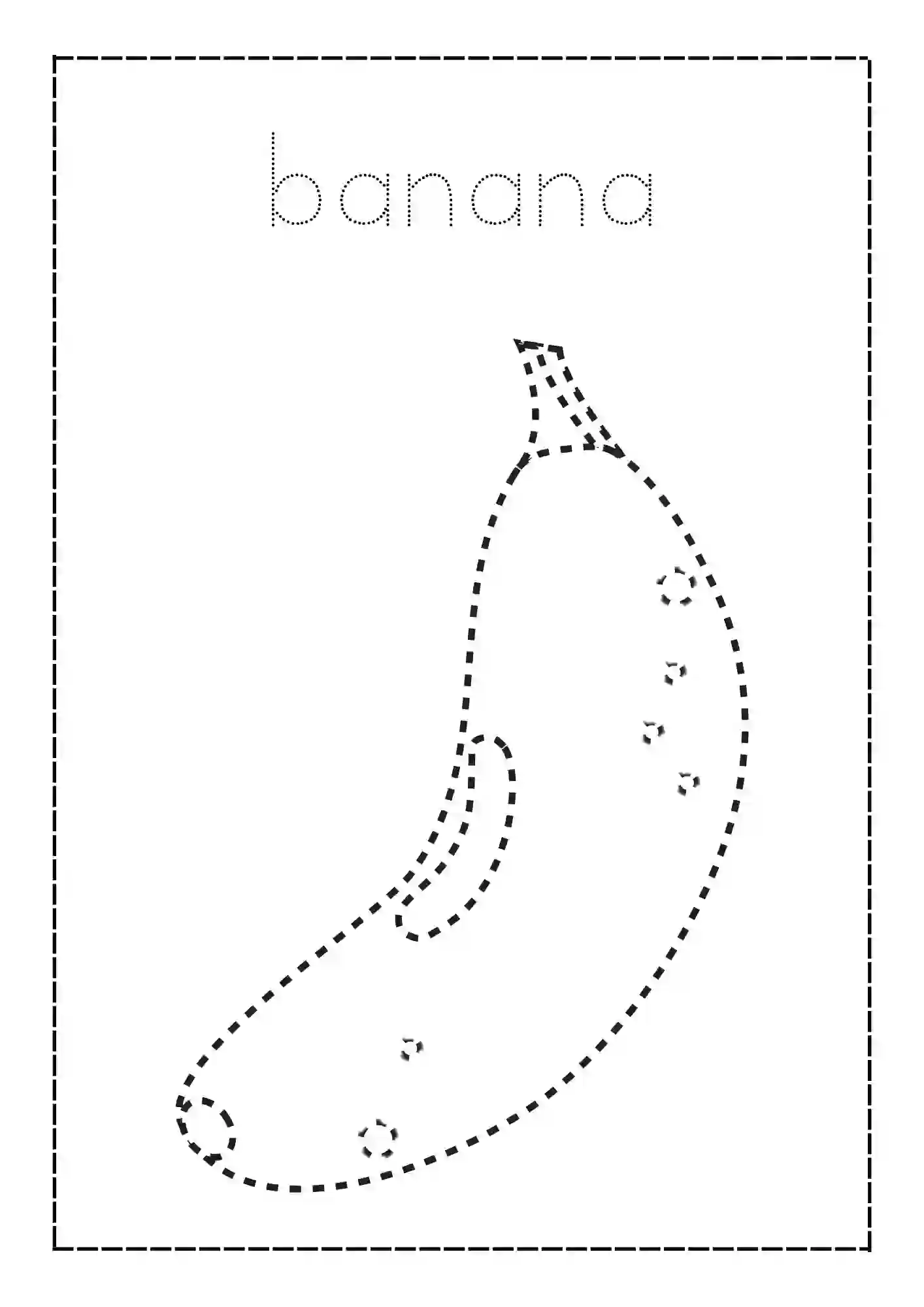 Fruits Tracing & Coloring Worksheets banana