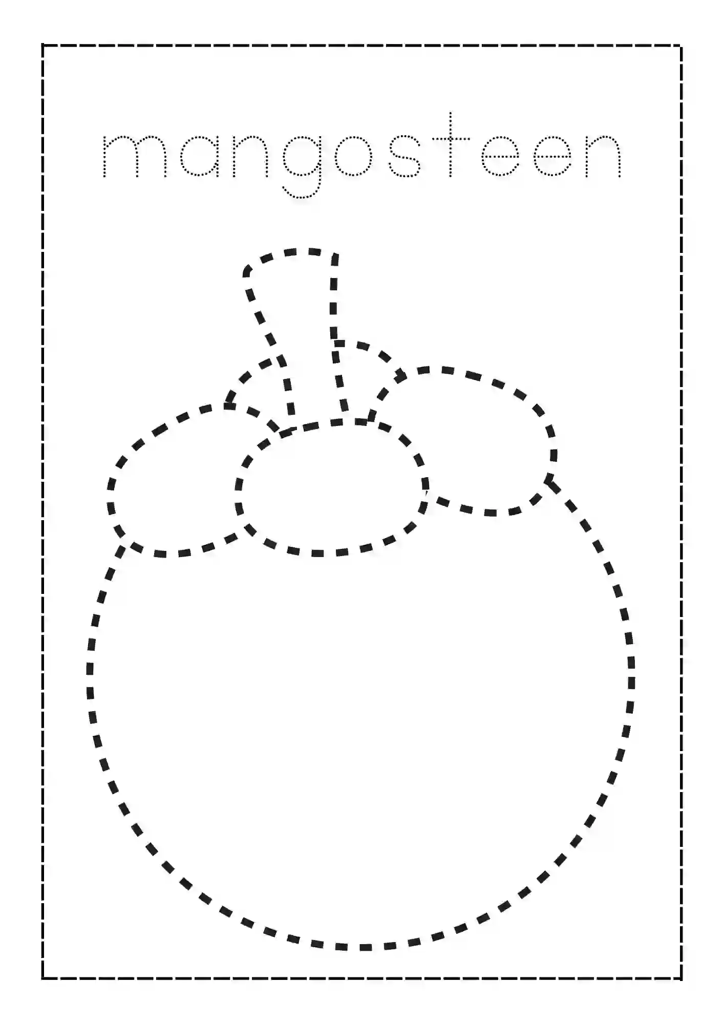 Fruits Tracing & Coloring Worksheets mangosteen