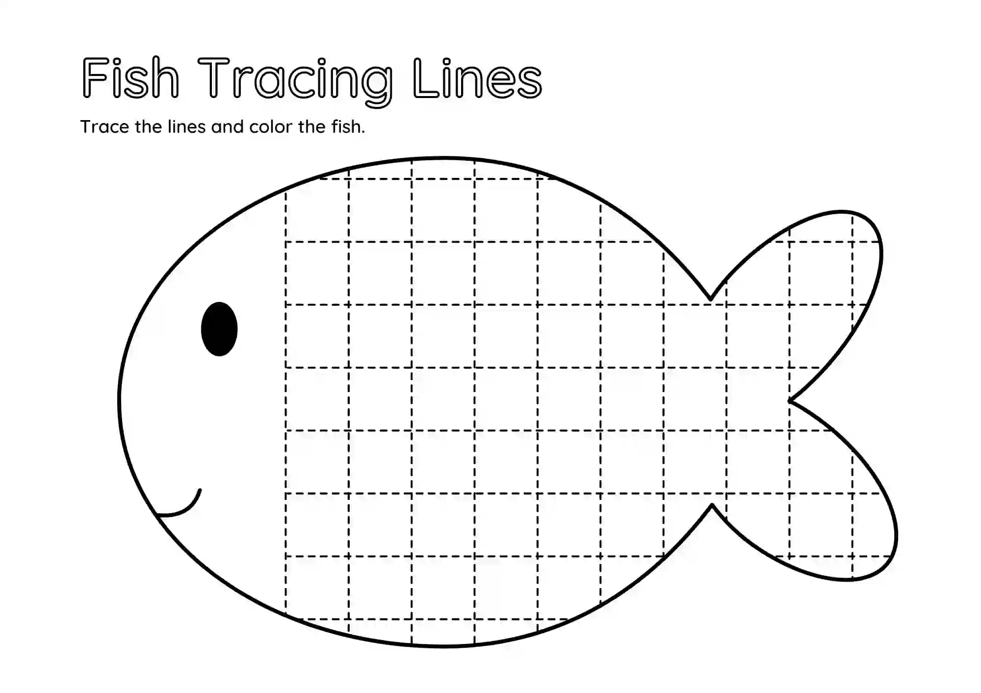 Fish Tracing Lines Worksheets Kindergarten