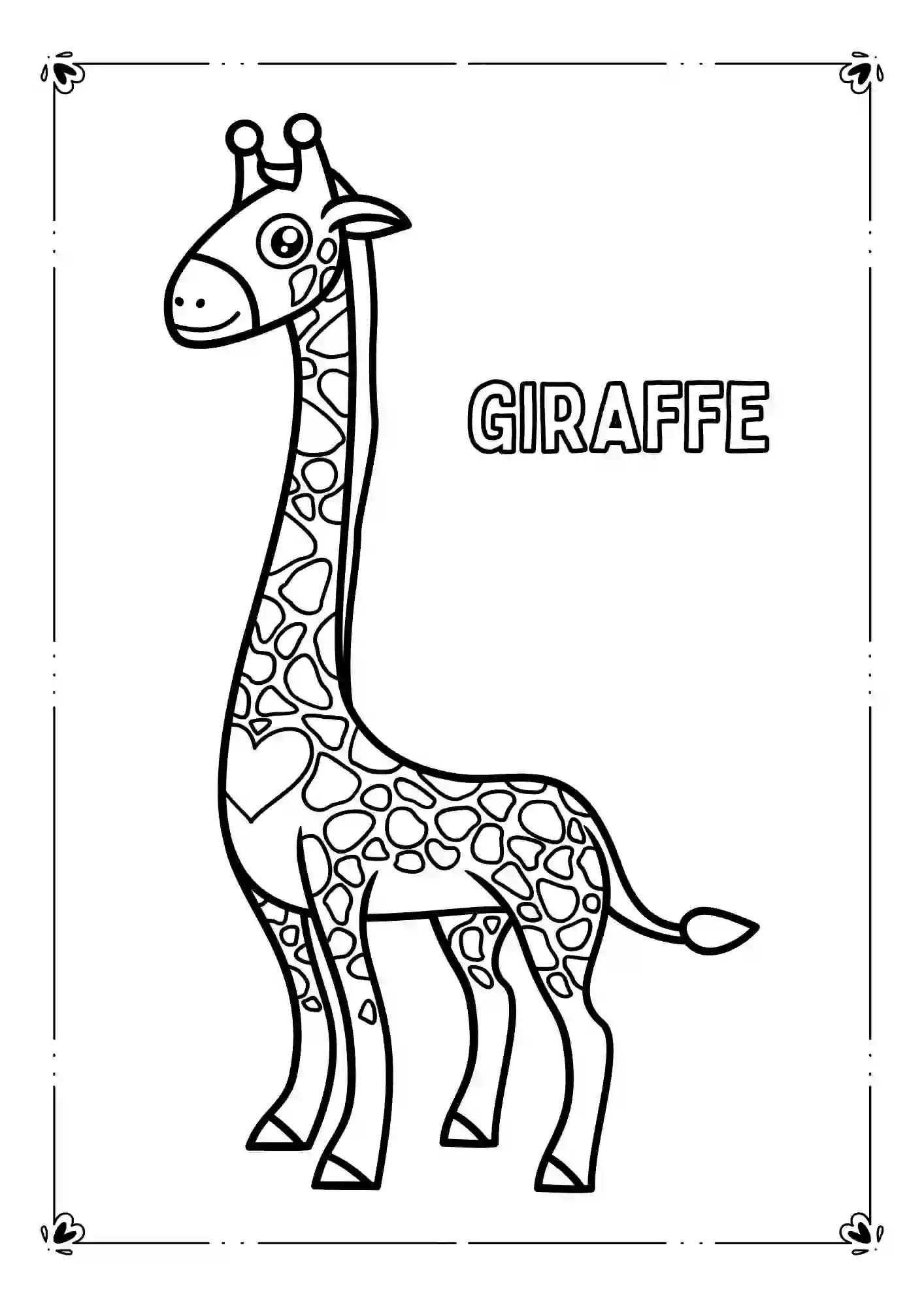 Wild Life Animals Coloring Worksheets (GIRAFFE)