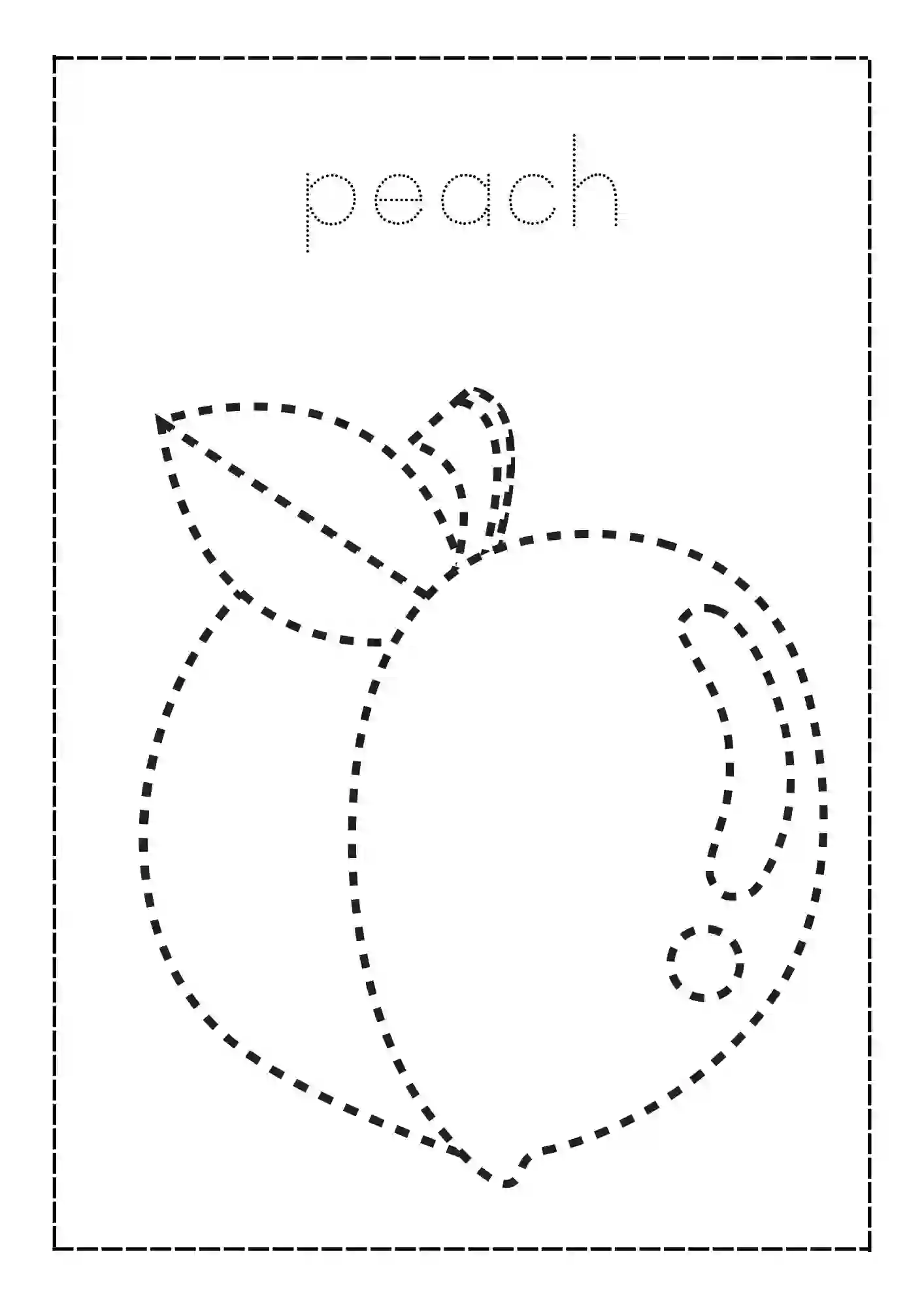 Fruits Tracing & Coloring Worksheets peach