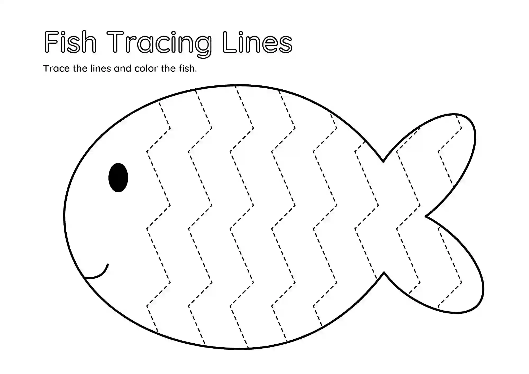 Fish Tracing Lines Worksheets Kindergarten