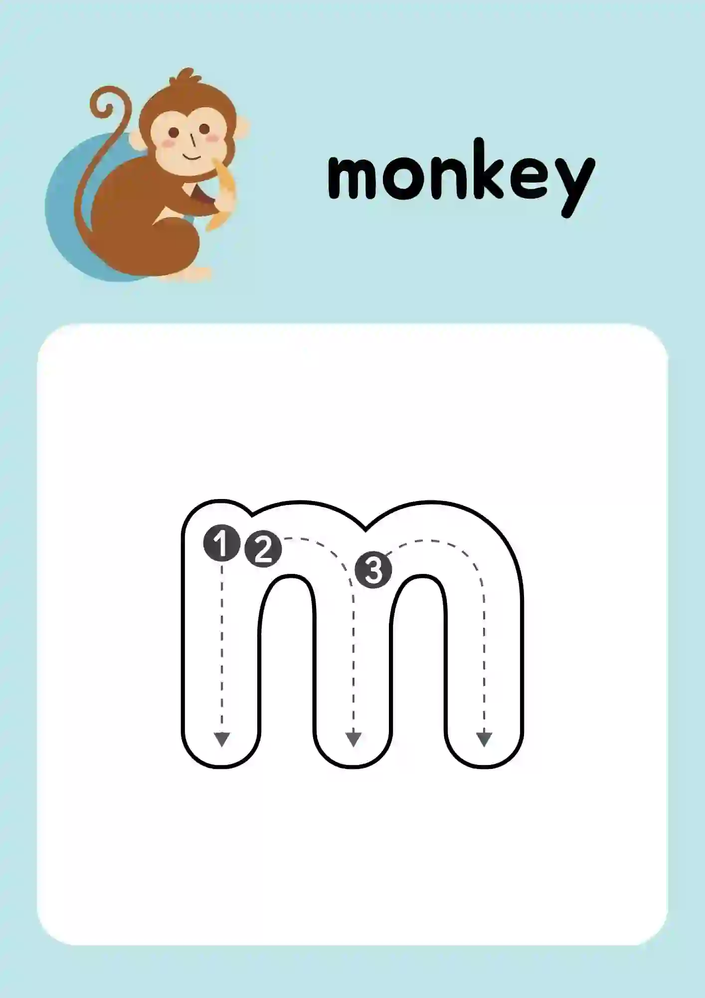 Lower Case Alphabet (m)Tracing Worksheets