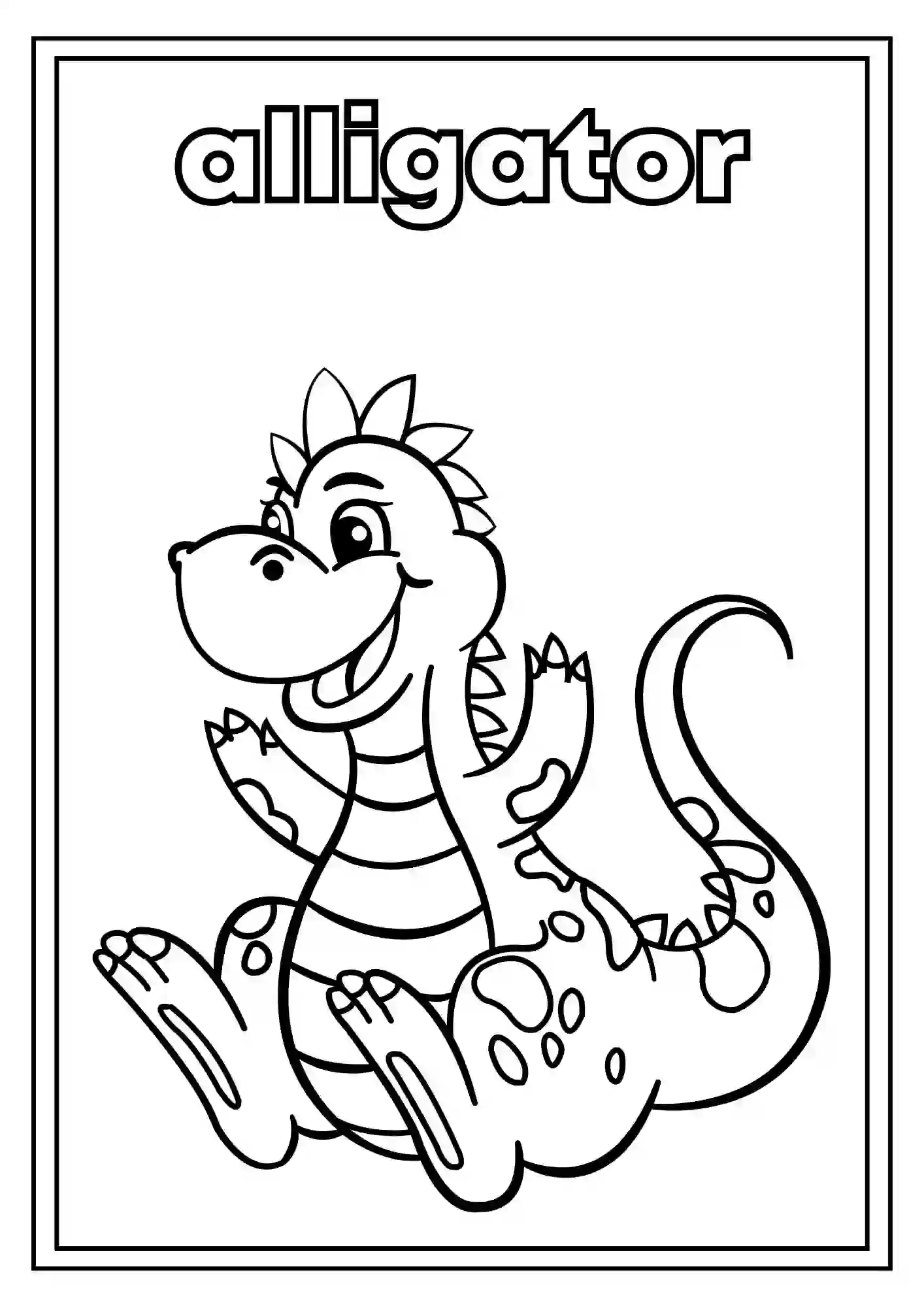 Animal Coloring Worksheets for Kindergarten Part 2 (ALLIGATOR)